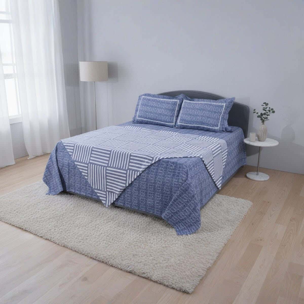 Vivara Cotton Comforter and BedSheet Set, 5 Pieces, 230×250 cm, 4625 gm - Petrol