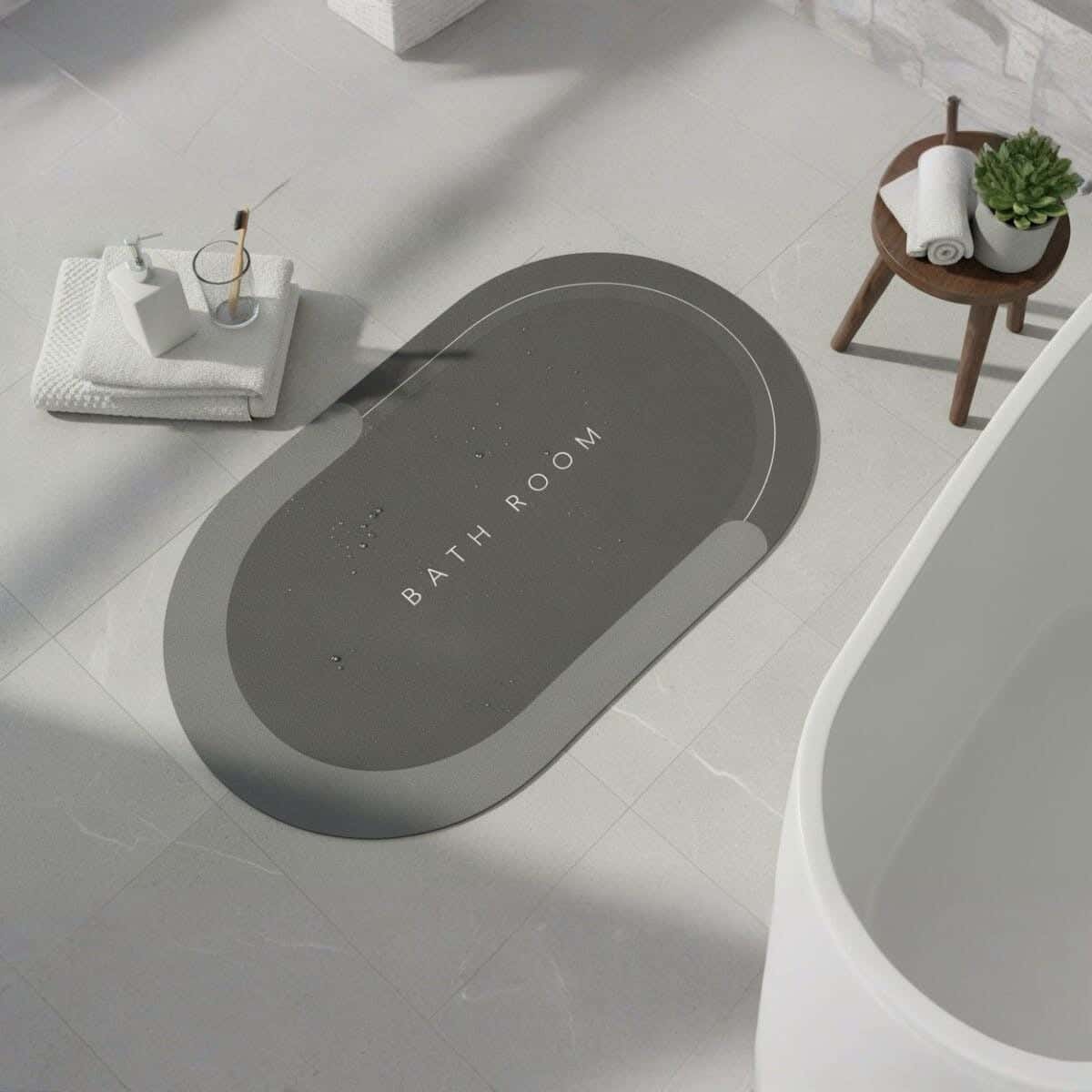 Rubber Bathroom Mat, 48×78 cm - Dark Grey