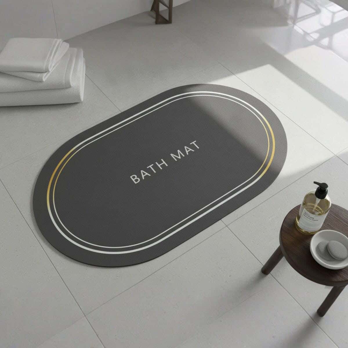 Rubber Bathroom Mat, 48×78 cm - Dark Grey