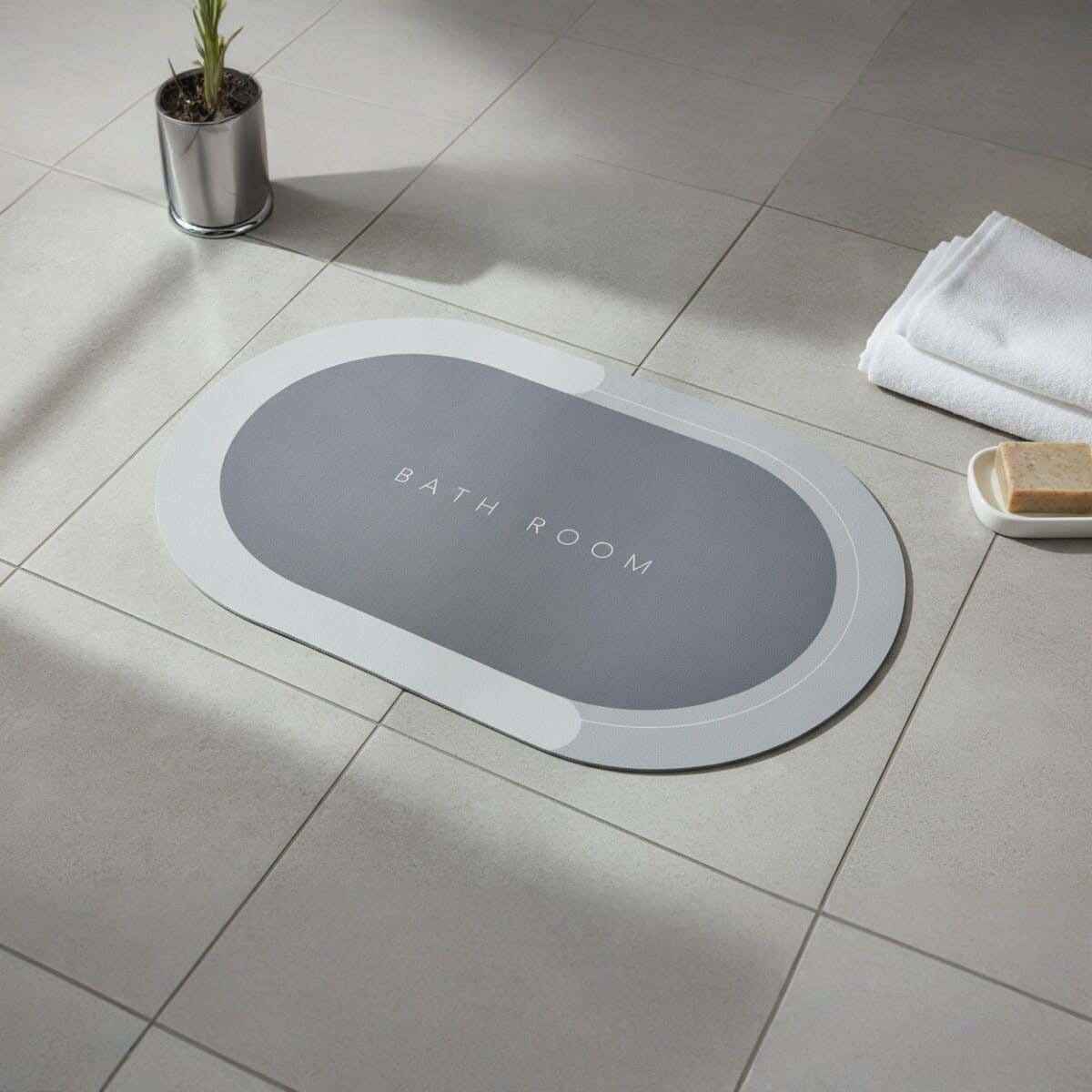 Rubber Bathroom Mat, 48×78 cm - Grey