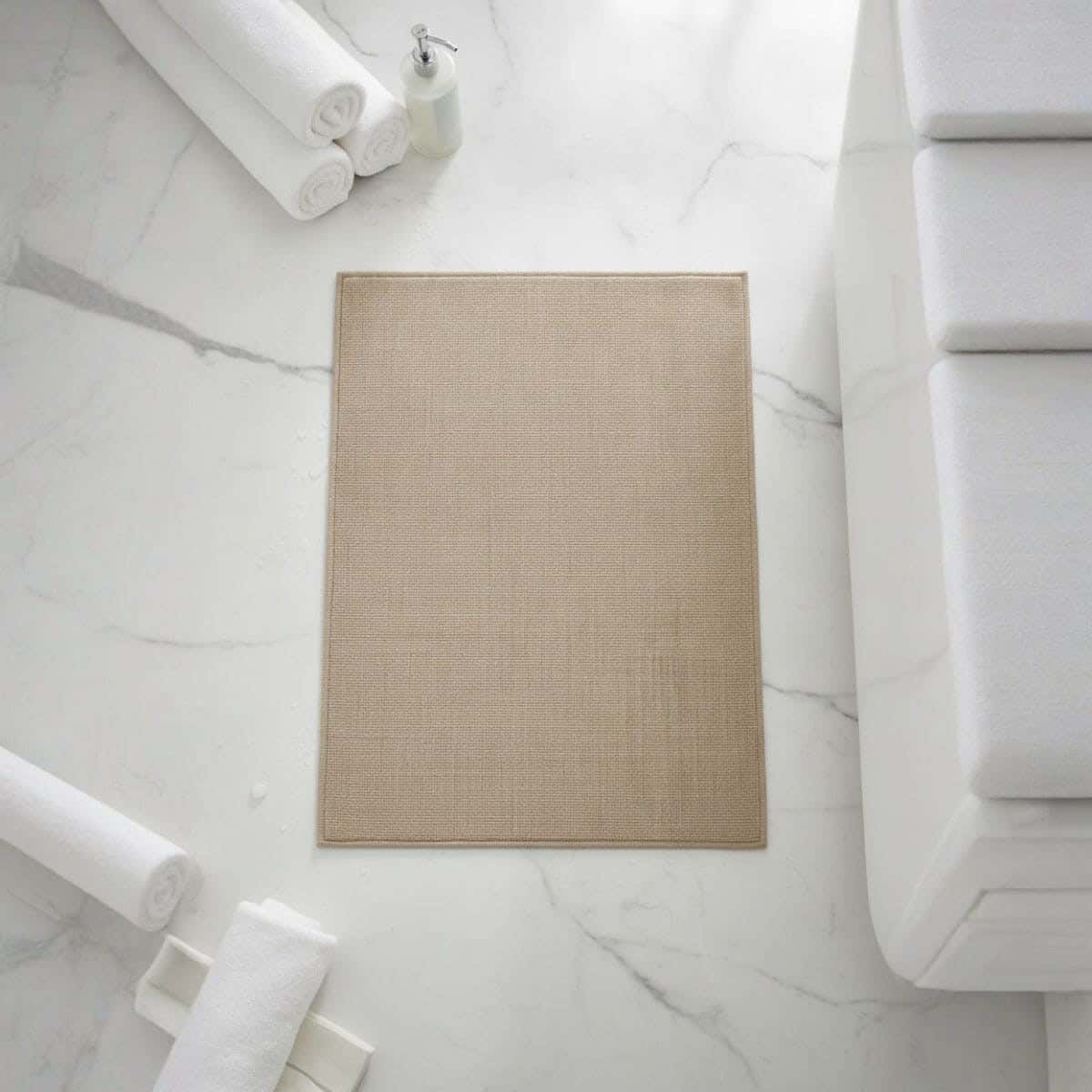 Rubber Bathroom Mat, 60×40 cm - Beige