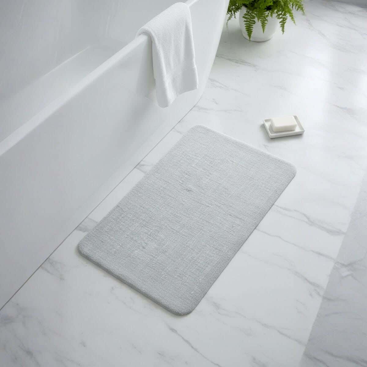 Rubber Bathroom Mat, 60×40 cm - Light Grey