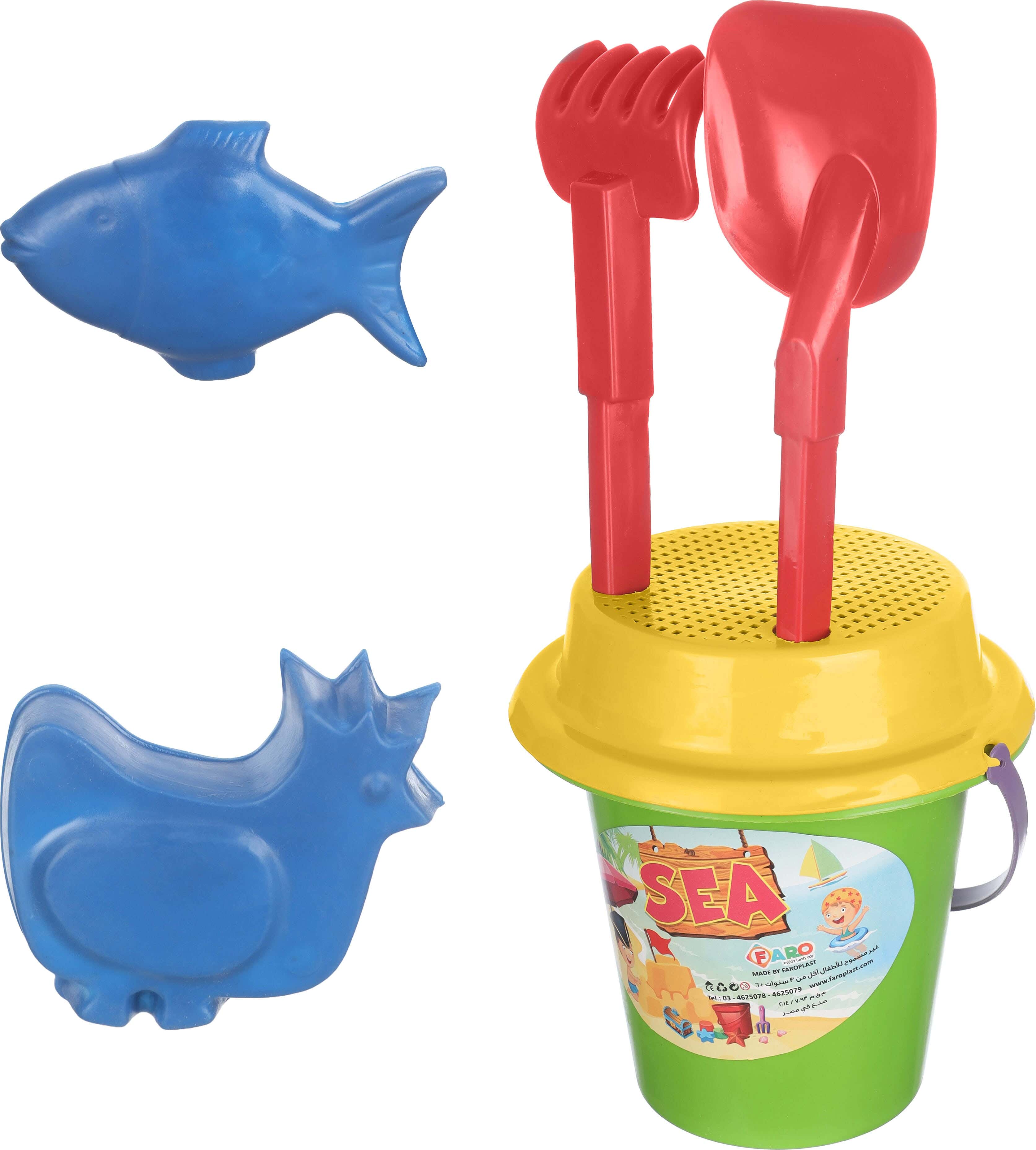 Faro Plast Plastic Beach Buckets Set for Kids, 6 Pieces - Multicolor