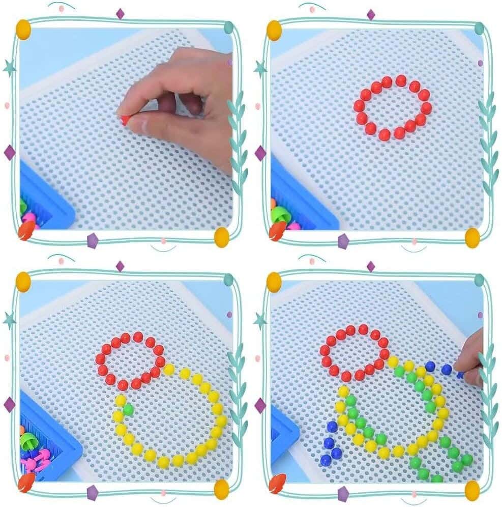 Plastic Pegboard Puzzle Game for Kids – Shape Assembly for Skill Development – ​​Multicolored