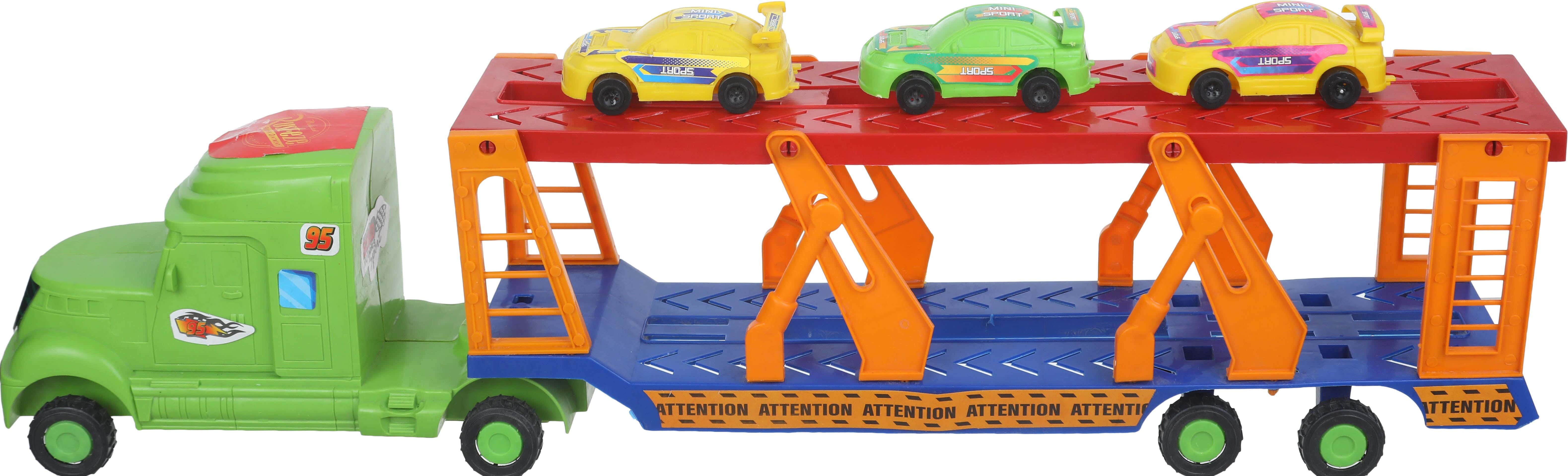 Plastic Large Transport Car Toy For Children, 4 Pieces, 69 cm - Multicolor