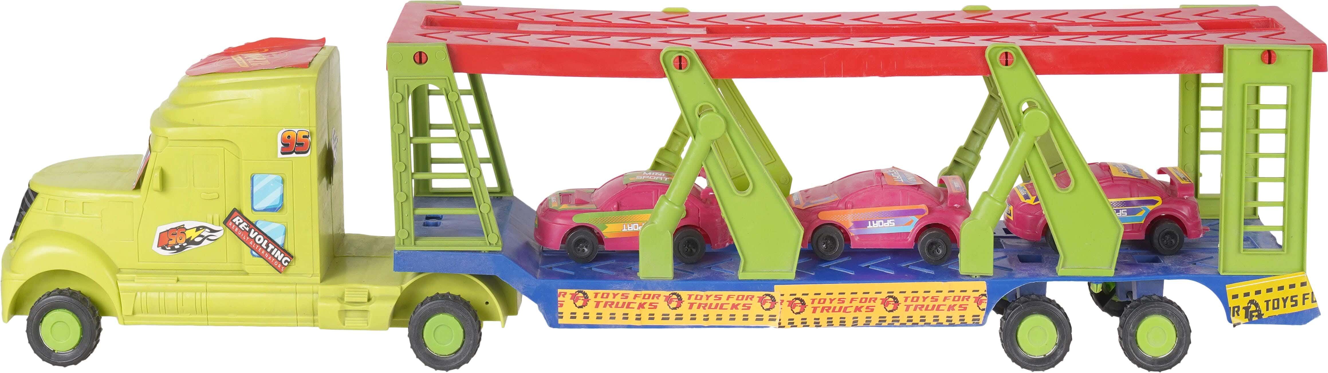 Plastic Large Transport Car Toy For Children, 4 Pieces, 69 cm - Multicolor