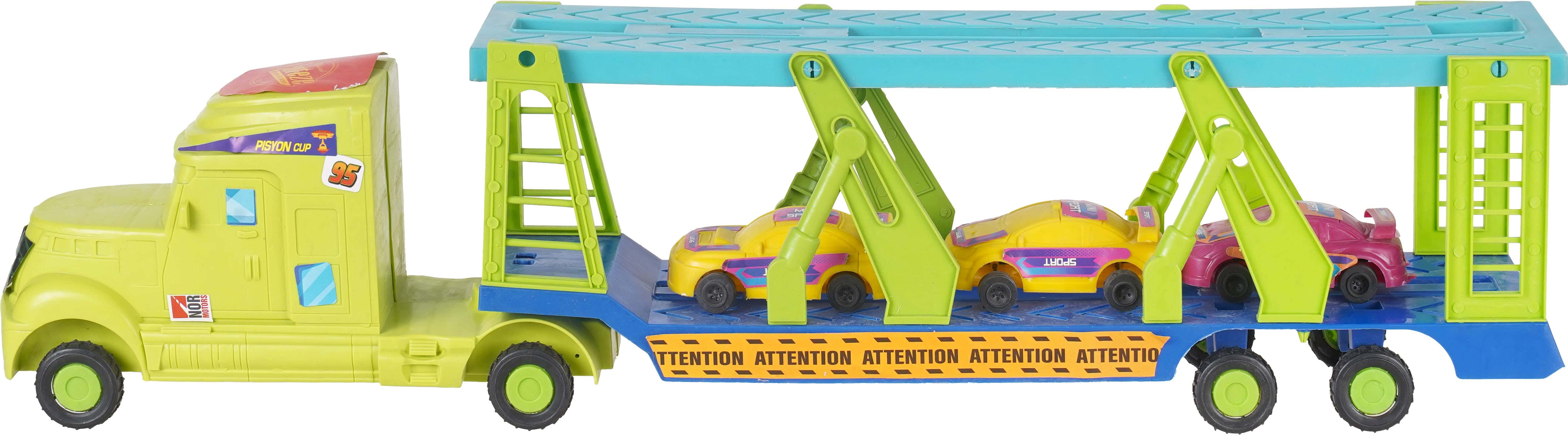 Plastic Large Transport Car Toy For Children, 4 Pieces, 69 cm - Multicolor