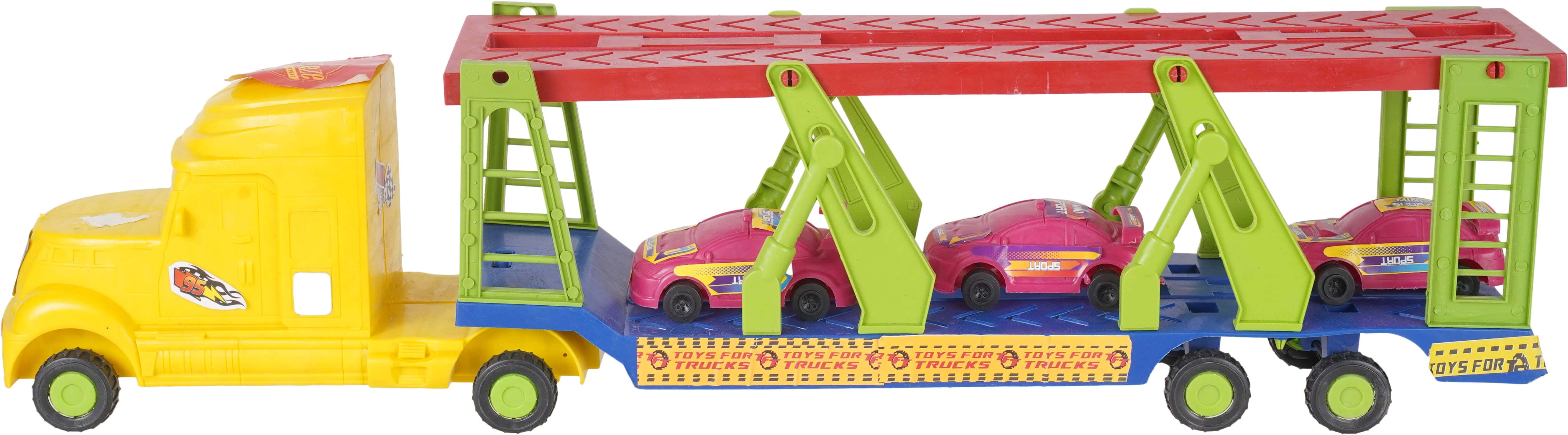 Plastic Large Transport Car Toy For Children, 4 Pieces, 69 cm - Multicolor