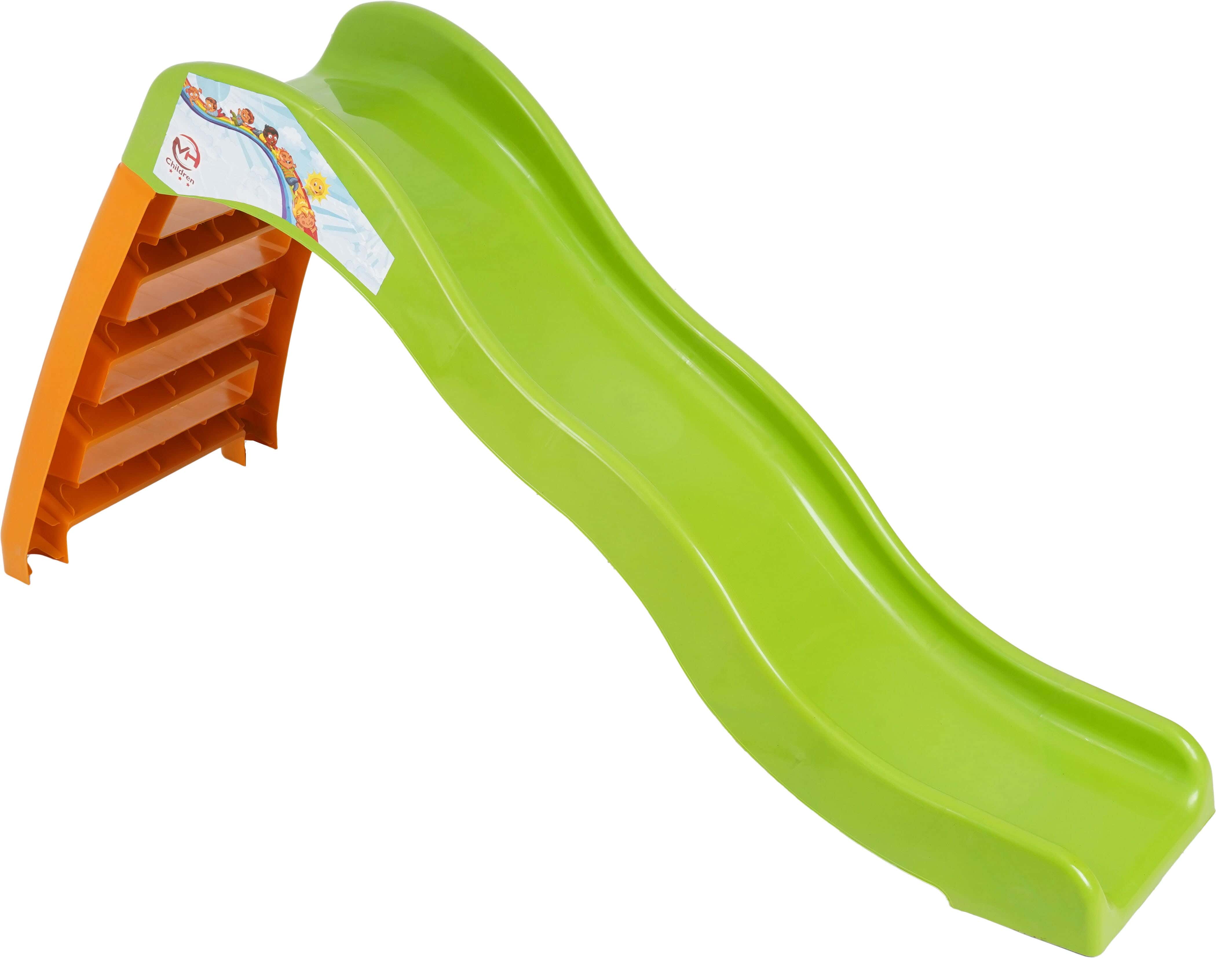 Plastic Slider for Kids, 4 Steps, 170×40 cm - Green Orange