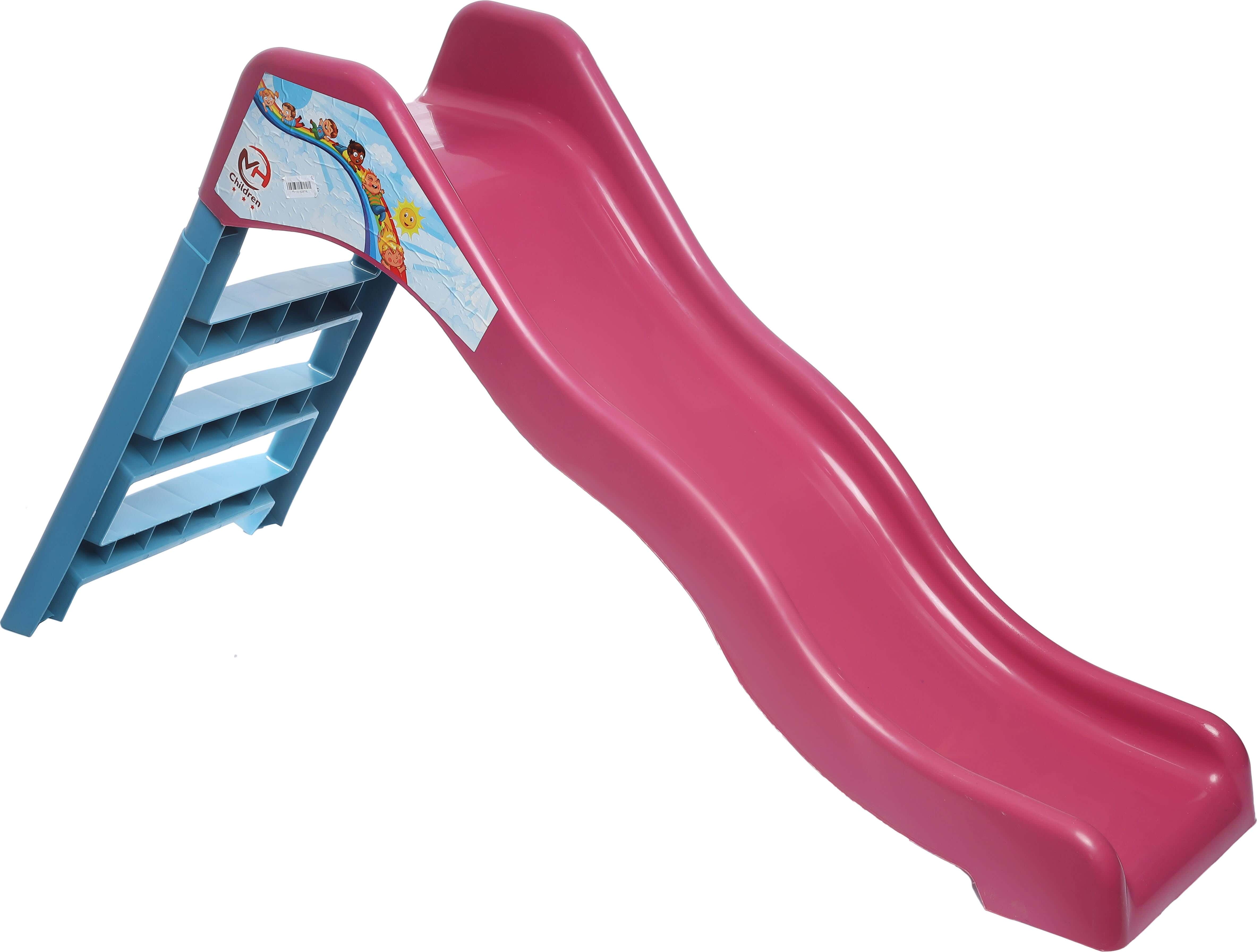 Plastic Slider Game for Kids, 3 Steps, 38×83×160 cm - Fuchsia Blue
