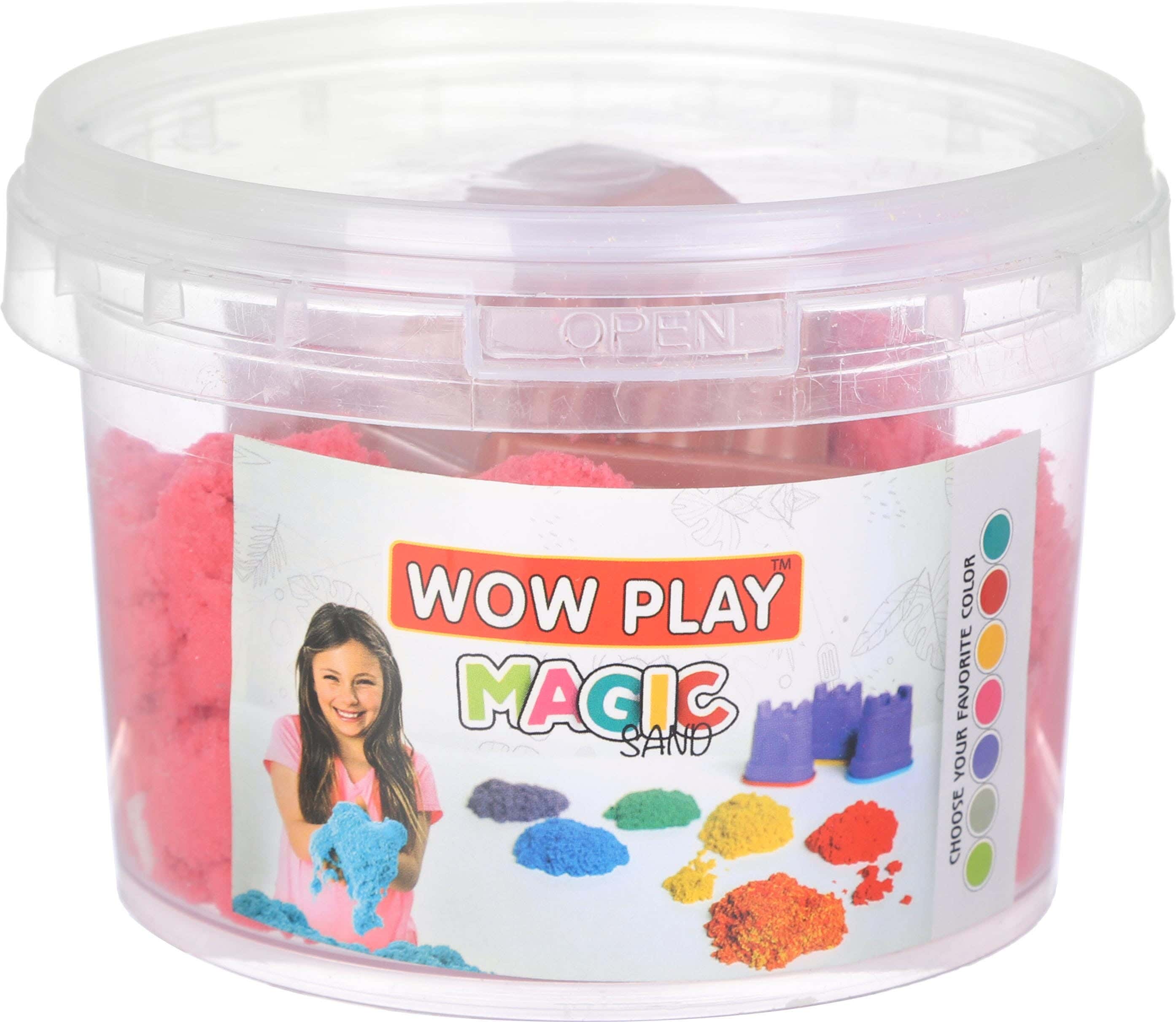 Wow Play Magic Sand Bucket, 500 grm, Plastic Form - Fuchsia