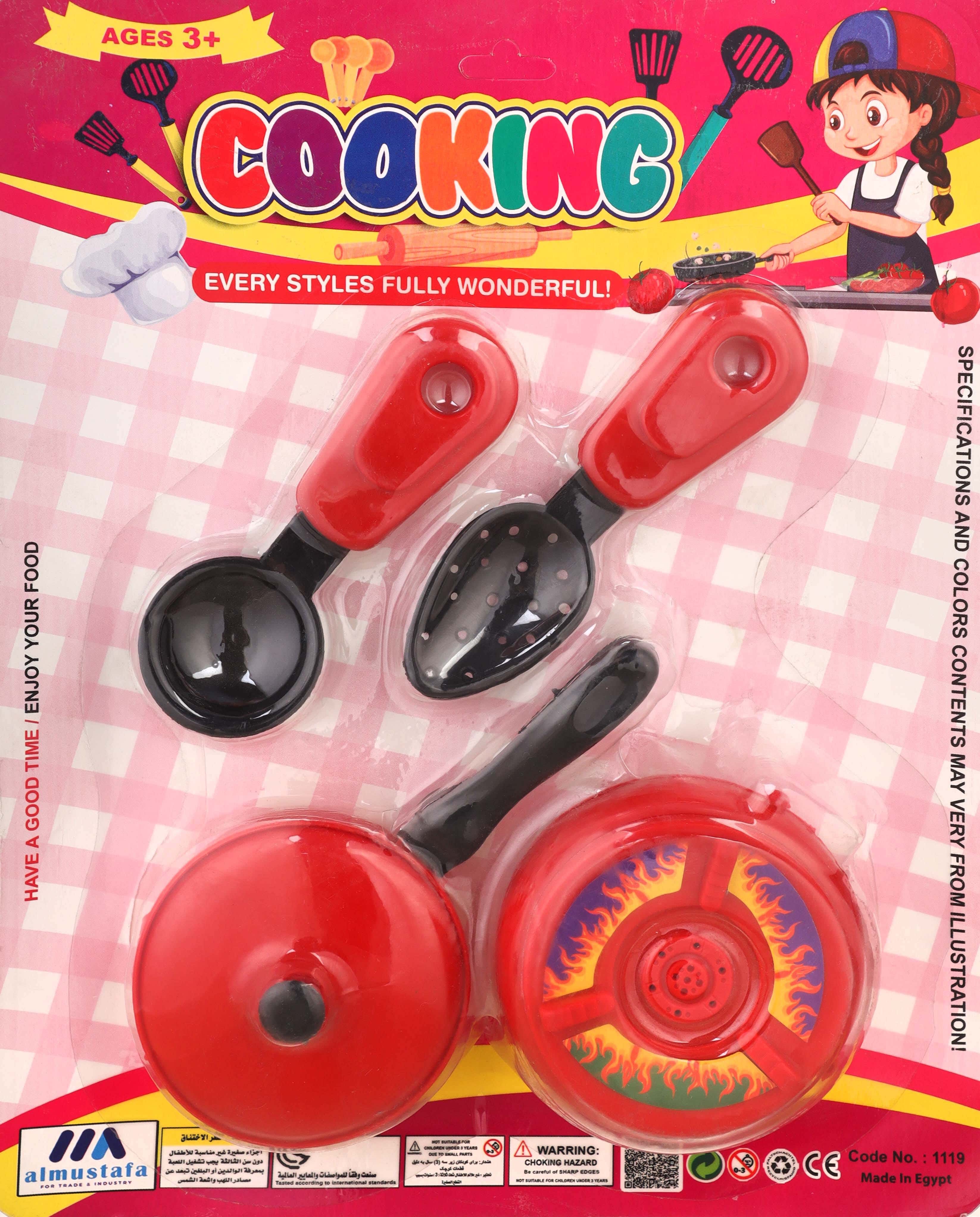 Plastic Kitchen Tools Game for Girls, 5 Pieces - Red Balck