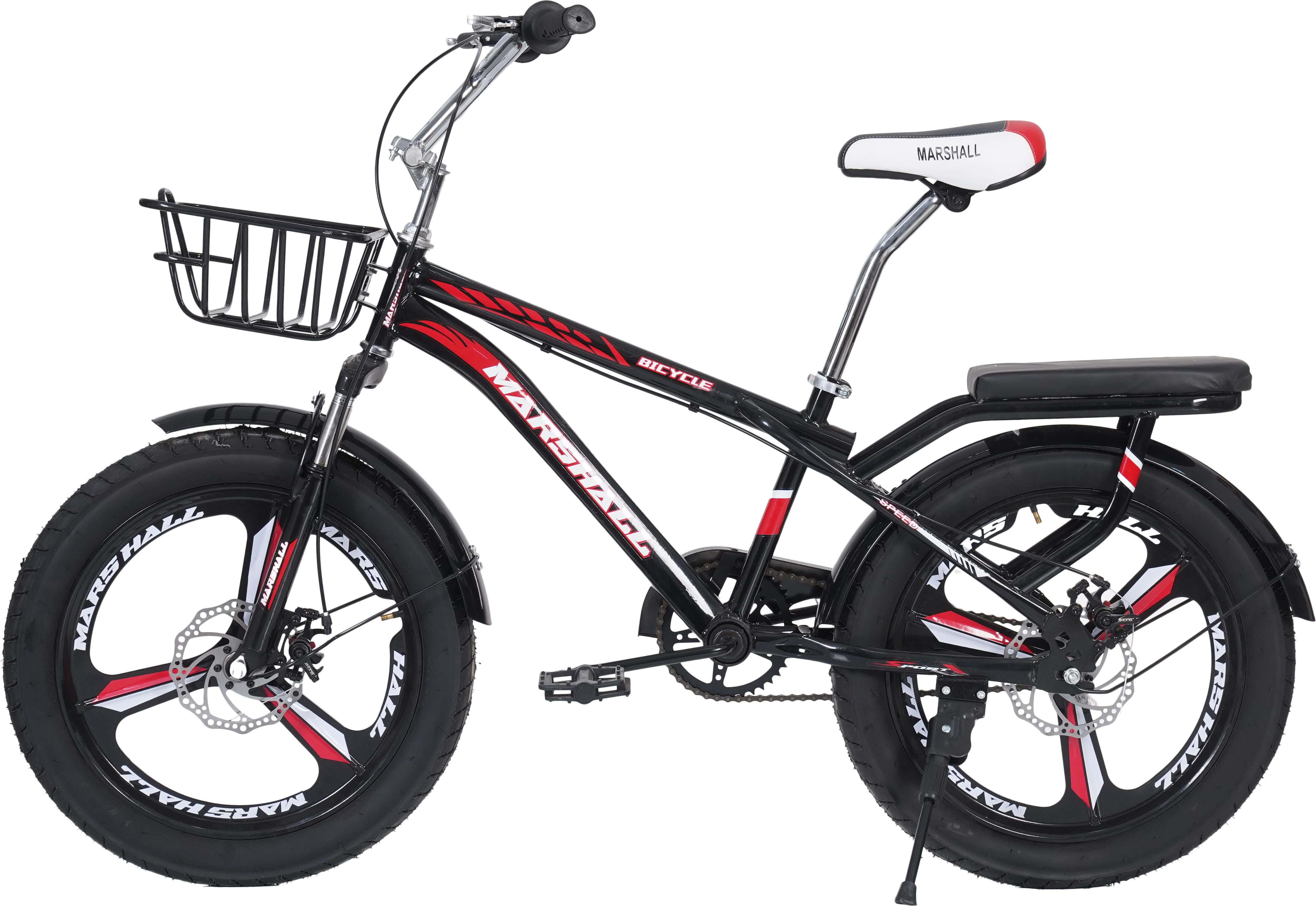 Marshall Metal Bicycle For Kids, Size 20, Gears, Suspension, Front Basket - Black