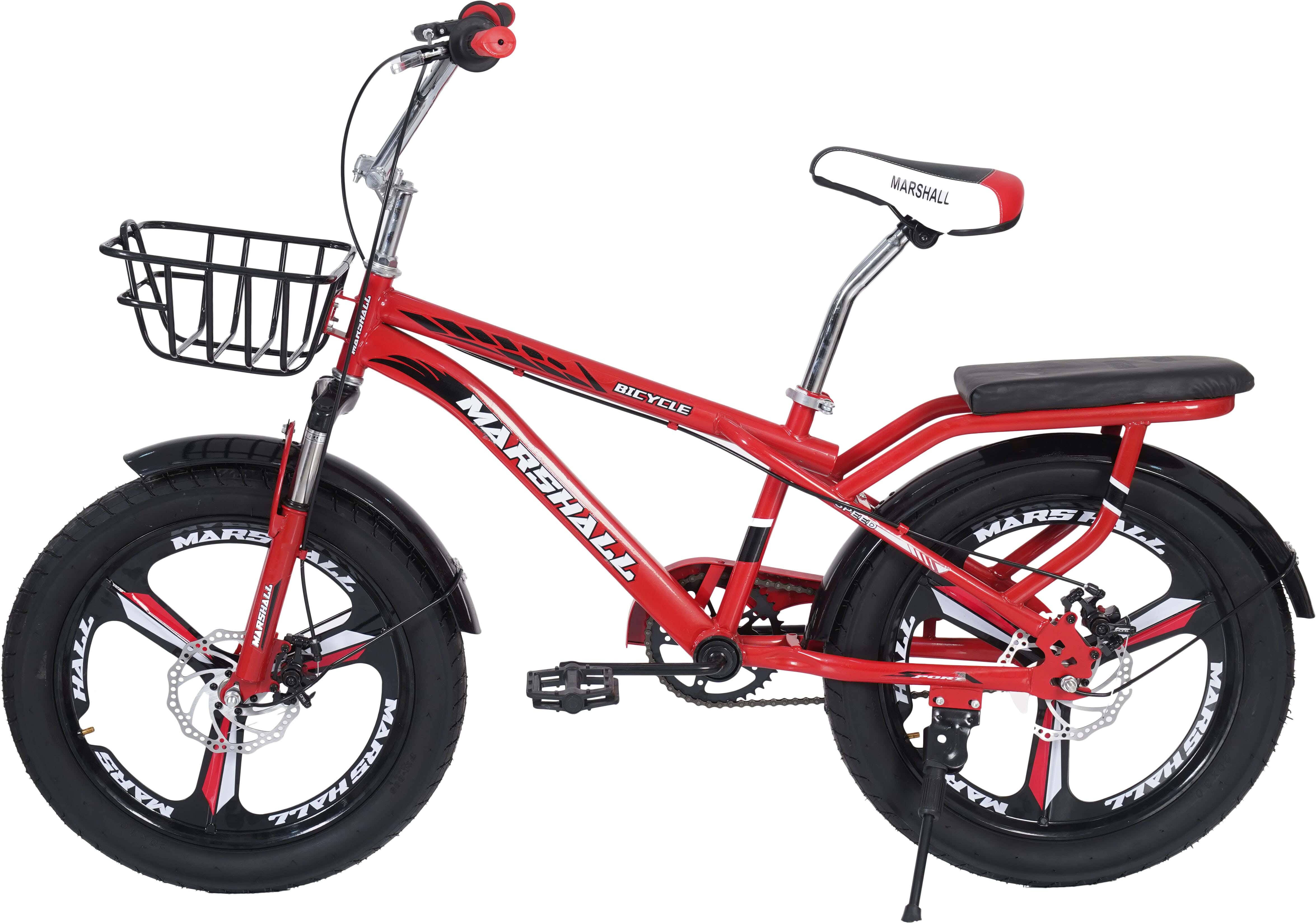 Marshall Metal Bicycle For Kids, Size 20, Gears, Suspension, Front Basket - Red