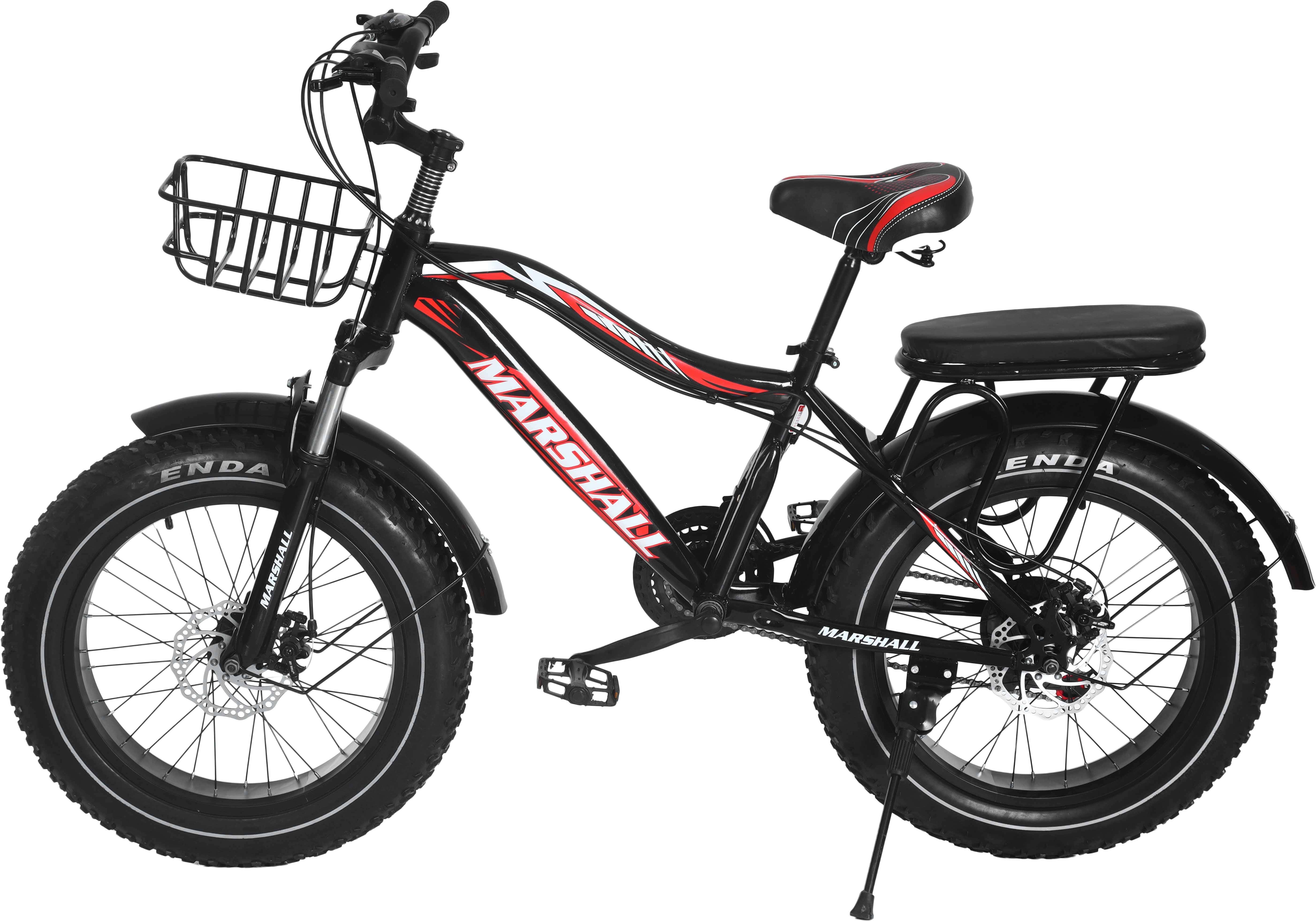 Marshall Metal Bicycle For Kids, Size 20, Gears, Suspension, Front Basket - Black