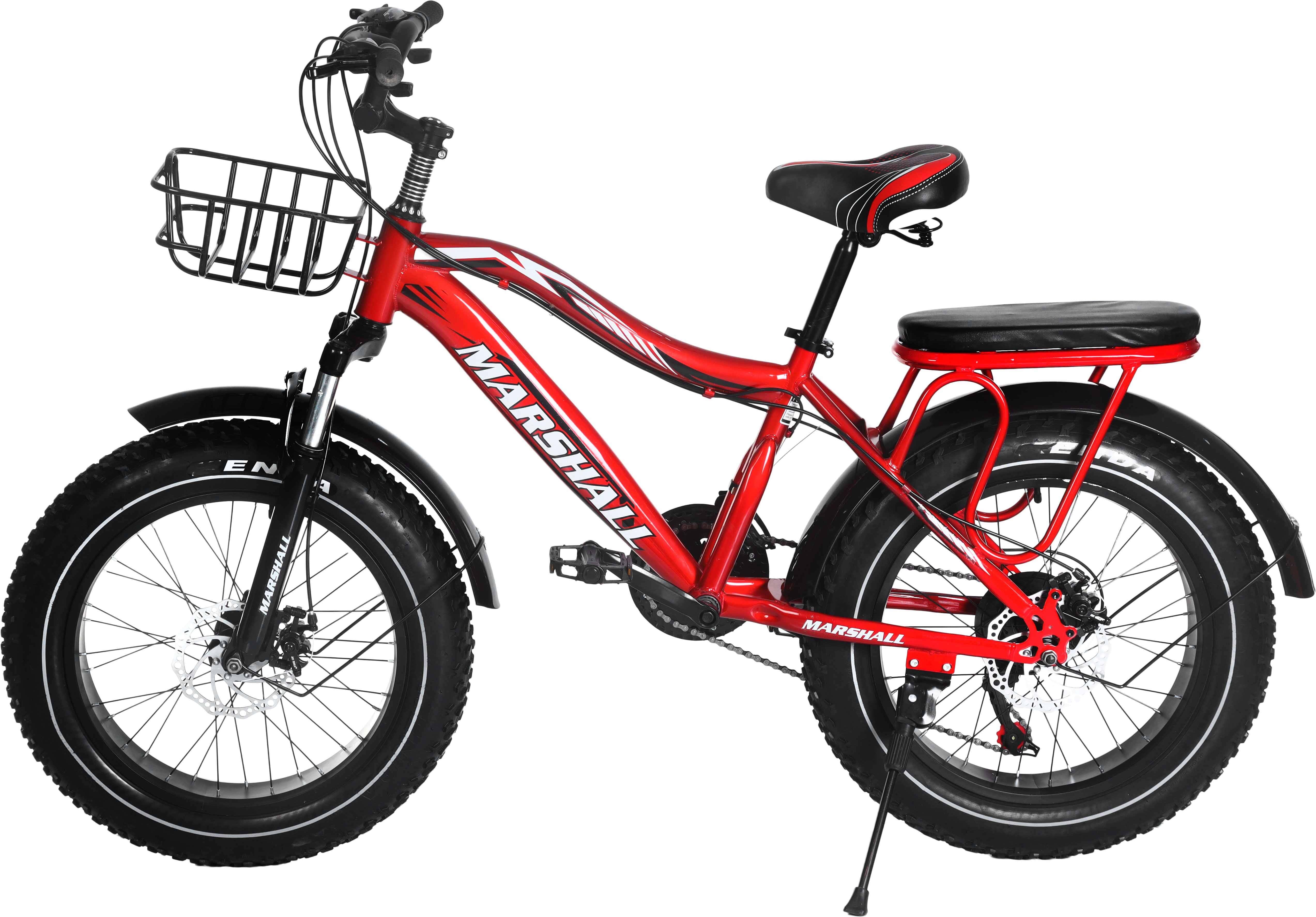 Marshall Metal Bicycle For Kids, Size 20, Gears, Suspension, Front Basket - Red