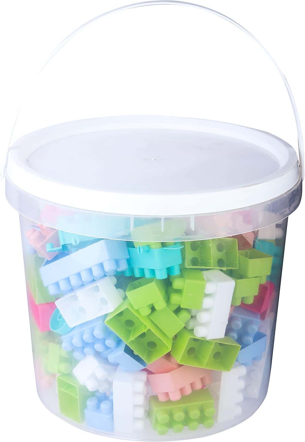 PlasticLarge Building Blocks Bucket for Kids - Multicolor