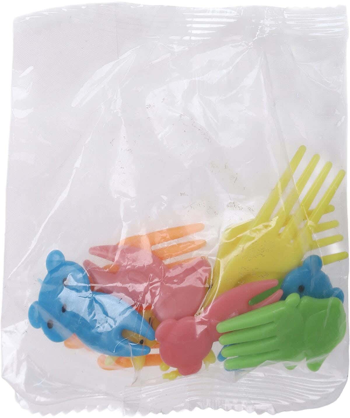 Plastic Fruit Fork Set for Kids, 10 Pieces - Multicolor