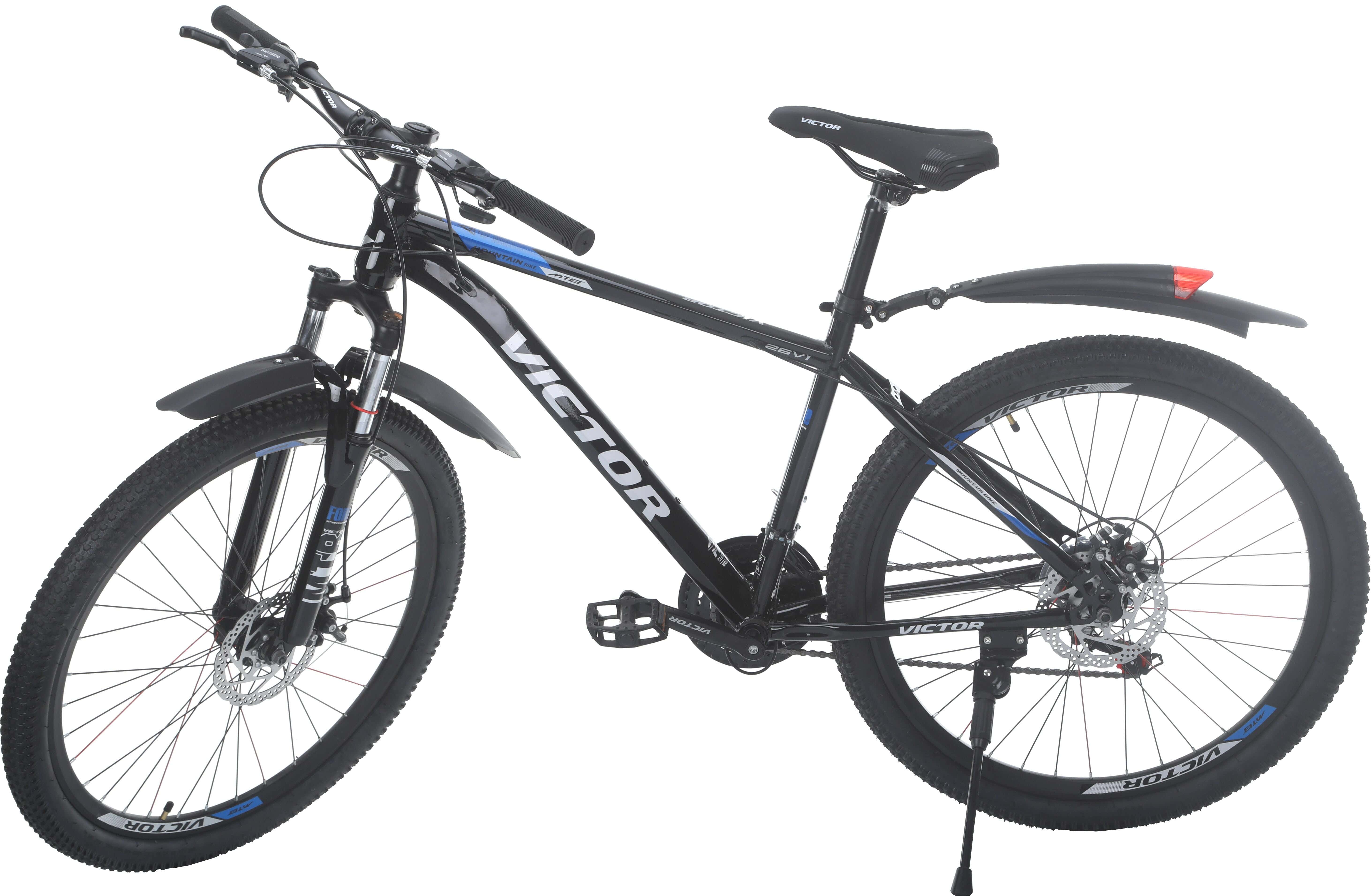 Victor (V1) Iron Frame Bicycle, Size 26, Gears, Shock Absorbers - Black