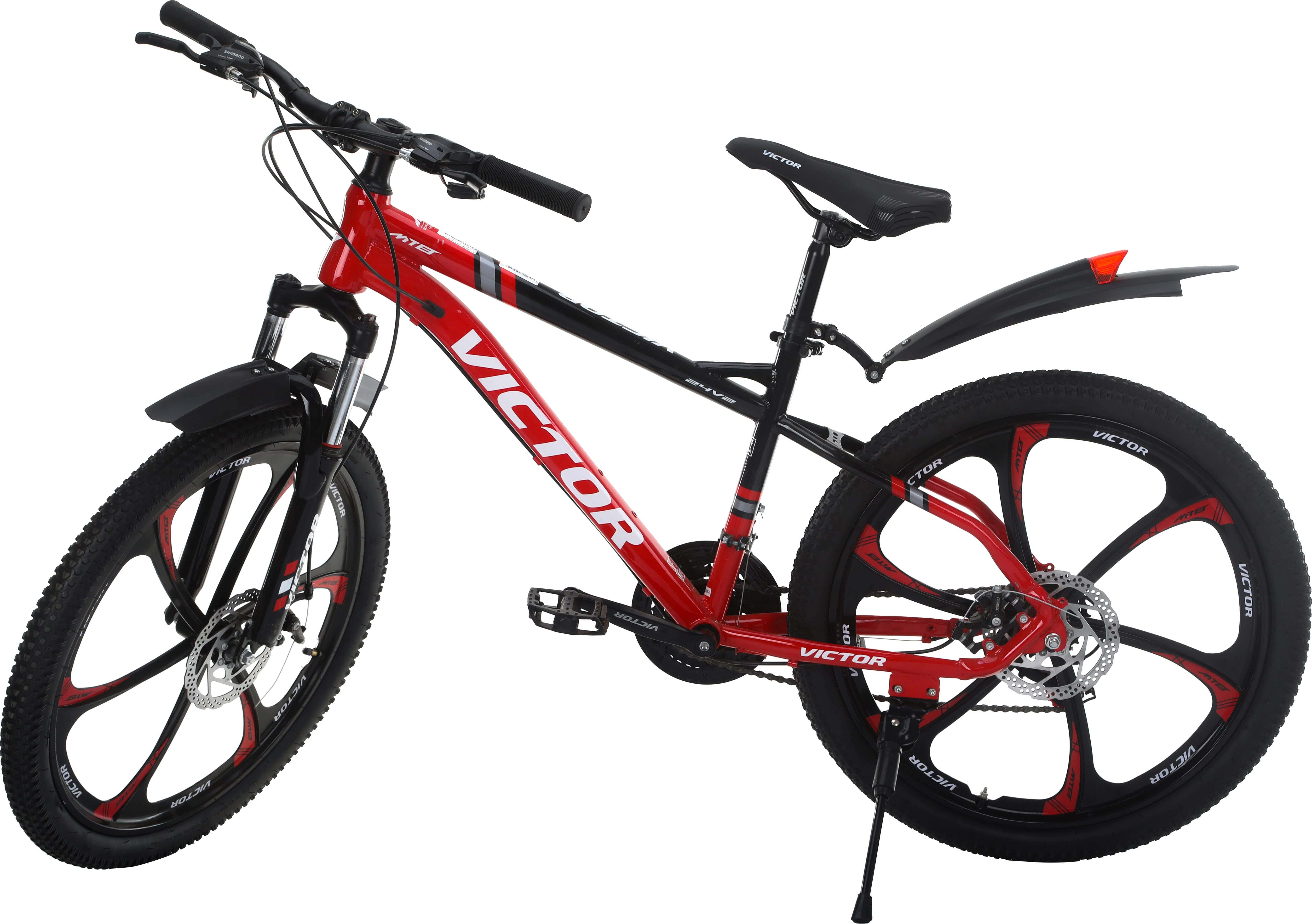 Victor (V2) Iron Frame Bicycle, Size 24, Gears, Shock Absorbers - Red