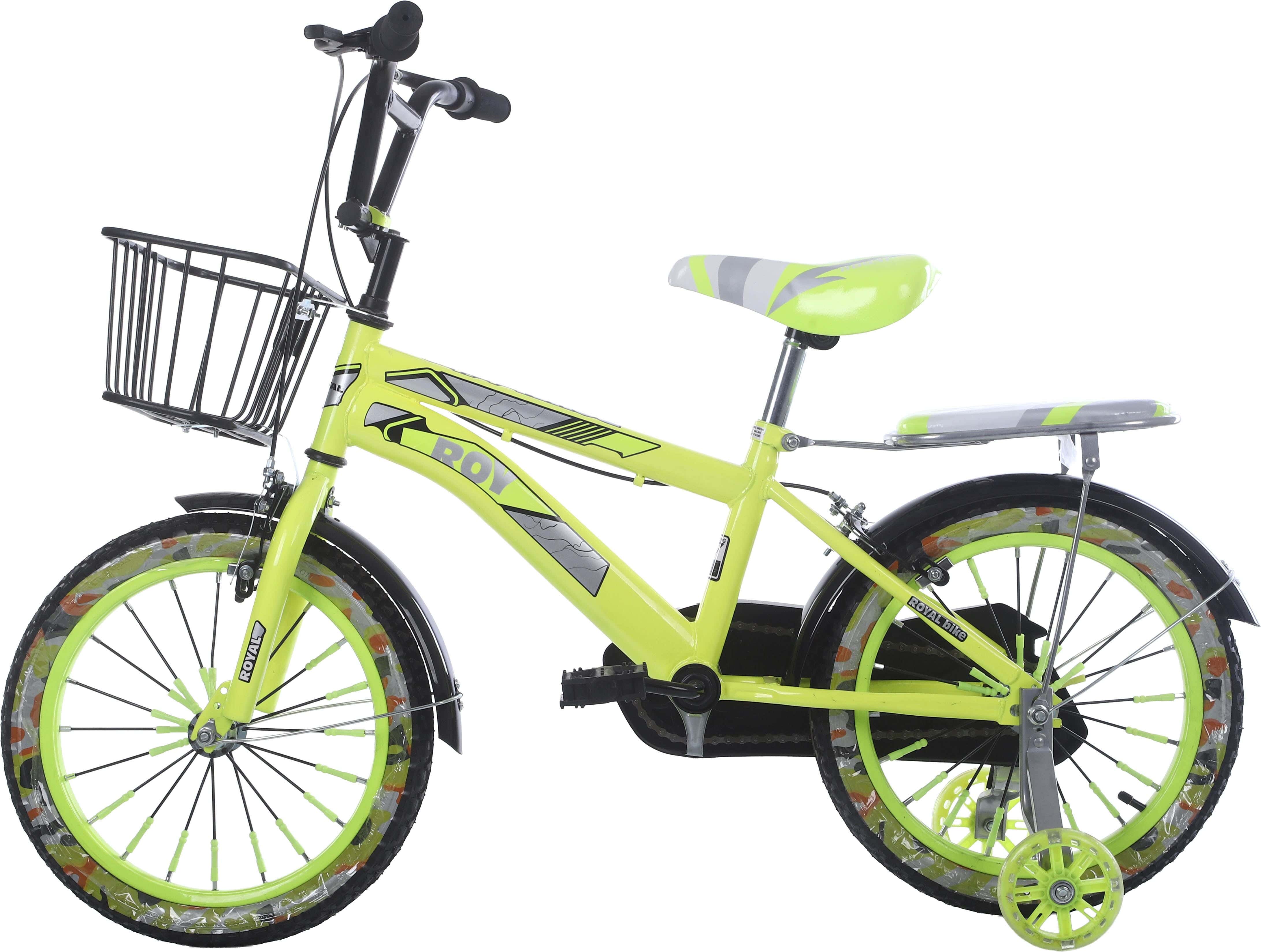 Royal Metal Bicycle, Size 16, Padded Rear Seat, Front Basket - Lemon