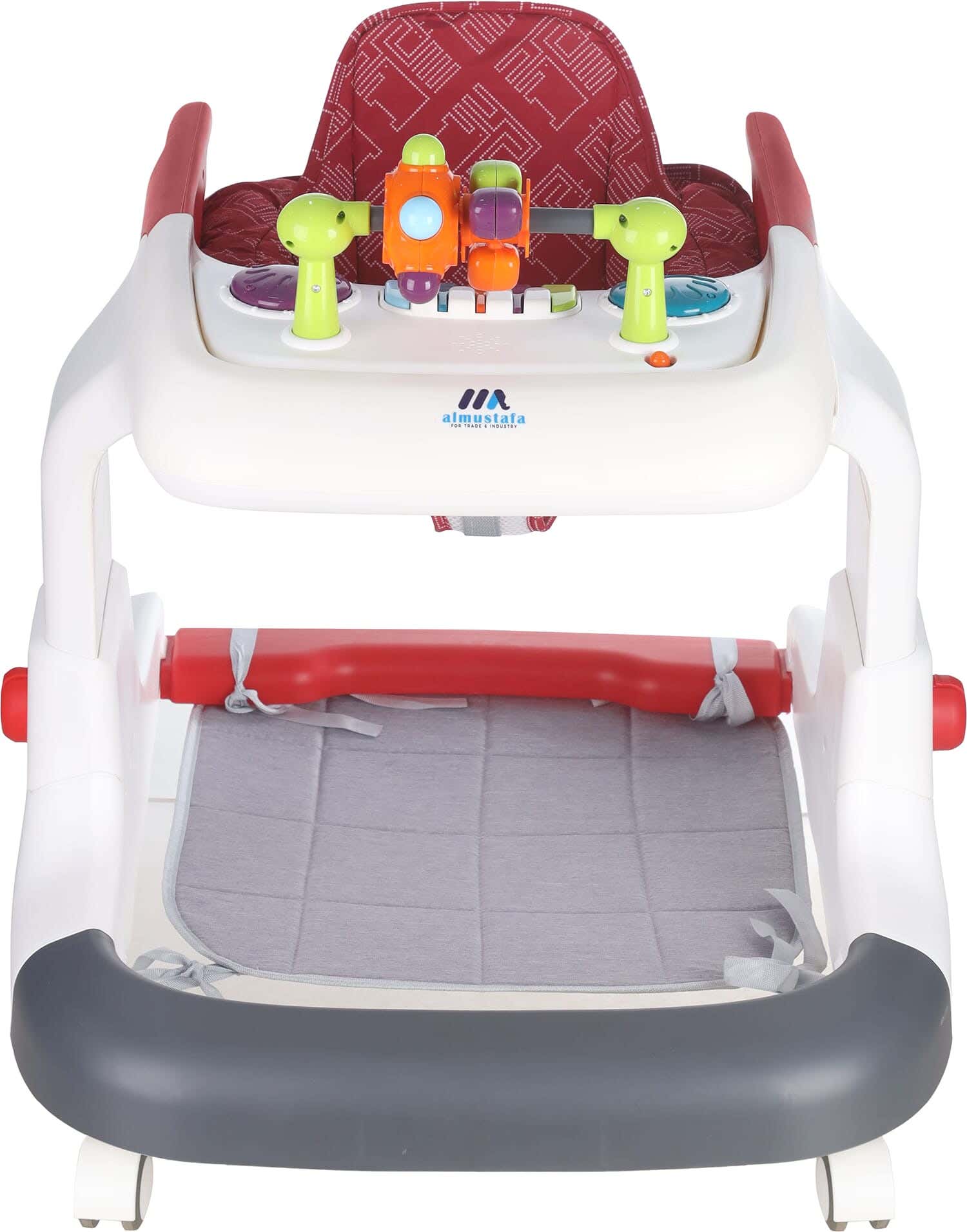 Almustafa Plastic Frame Modern Walker For Kids, 3 Levels, 4 Wheels, Music Sound - Multicolor