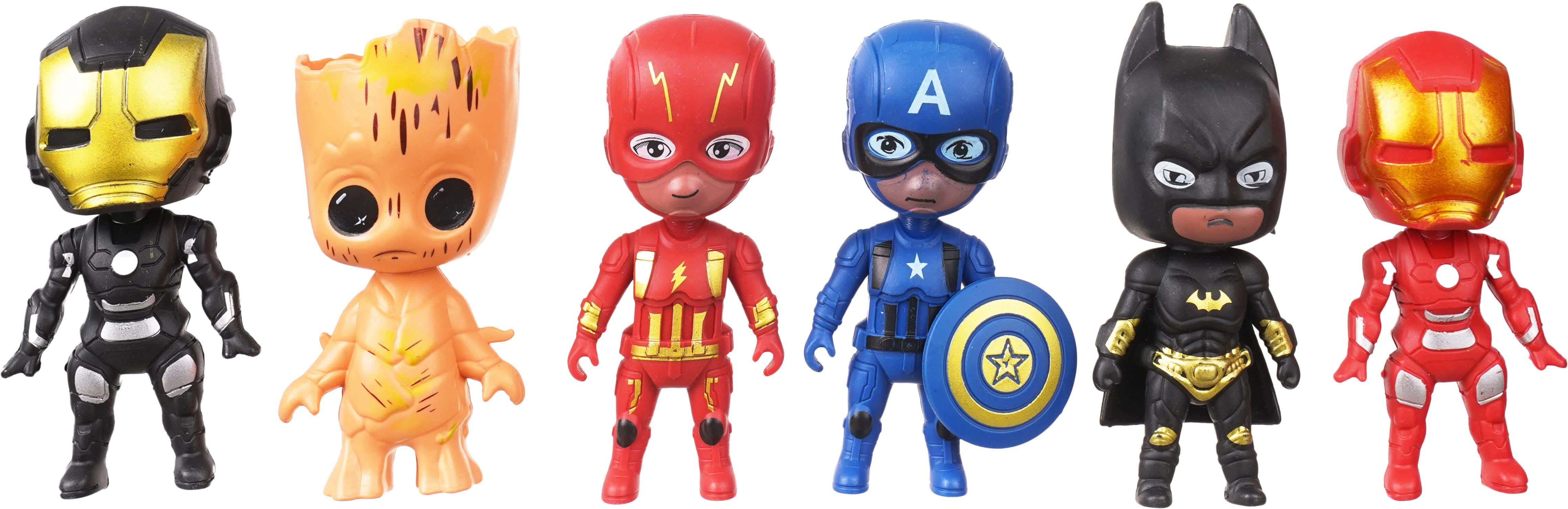 Plastic Avengers Heroes Figures Toy Set, 6 Pieces - Multicolor