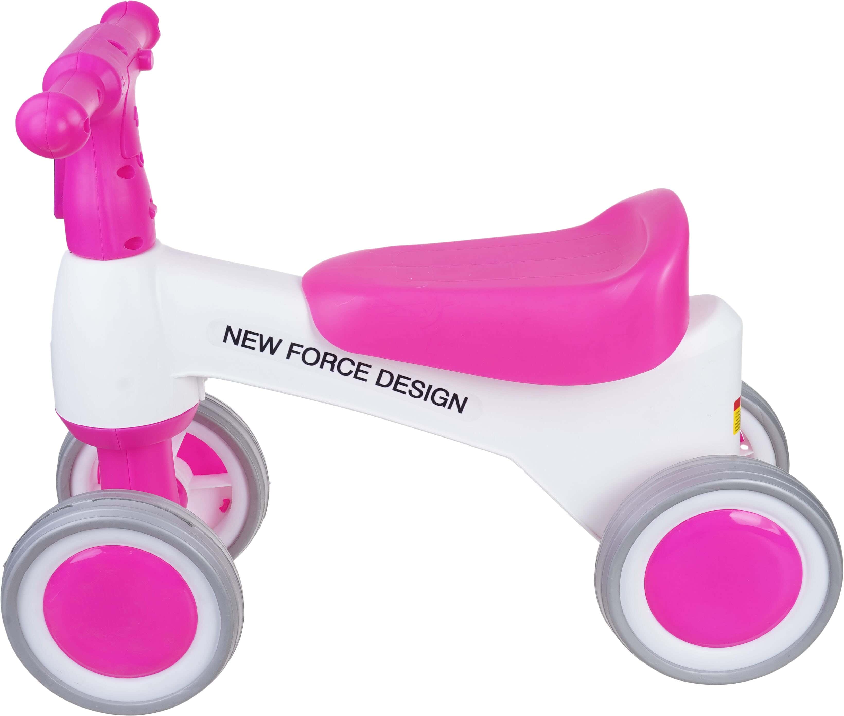 Trio Tik Plastic Kids' Wheel, Four Wheels, Sound and Light - Fuchsia White
