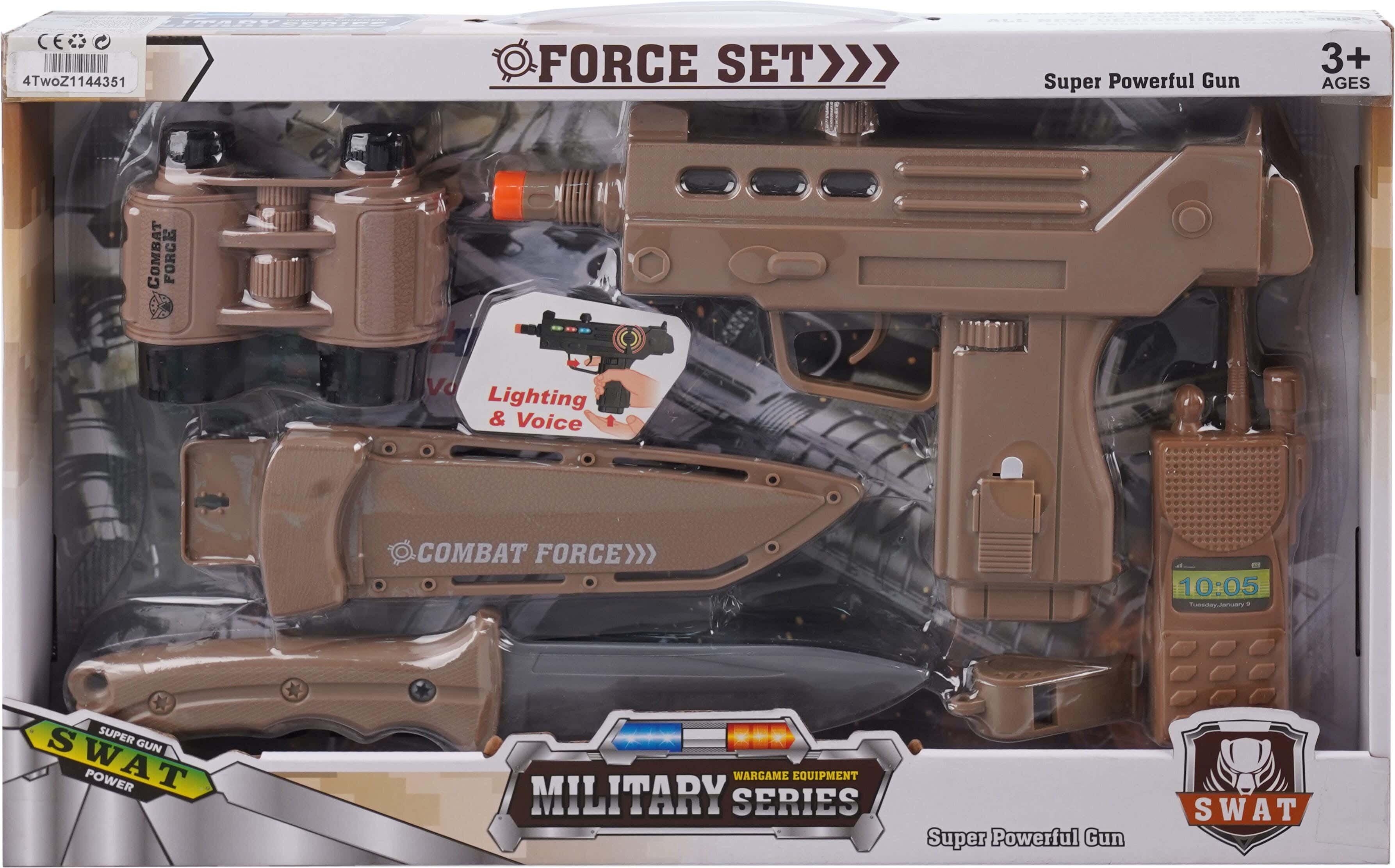 Plastic PUBG Gun Toy with War Tools, 6 Pieces - Beige