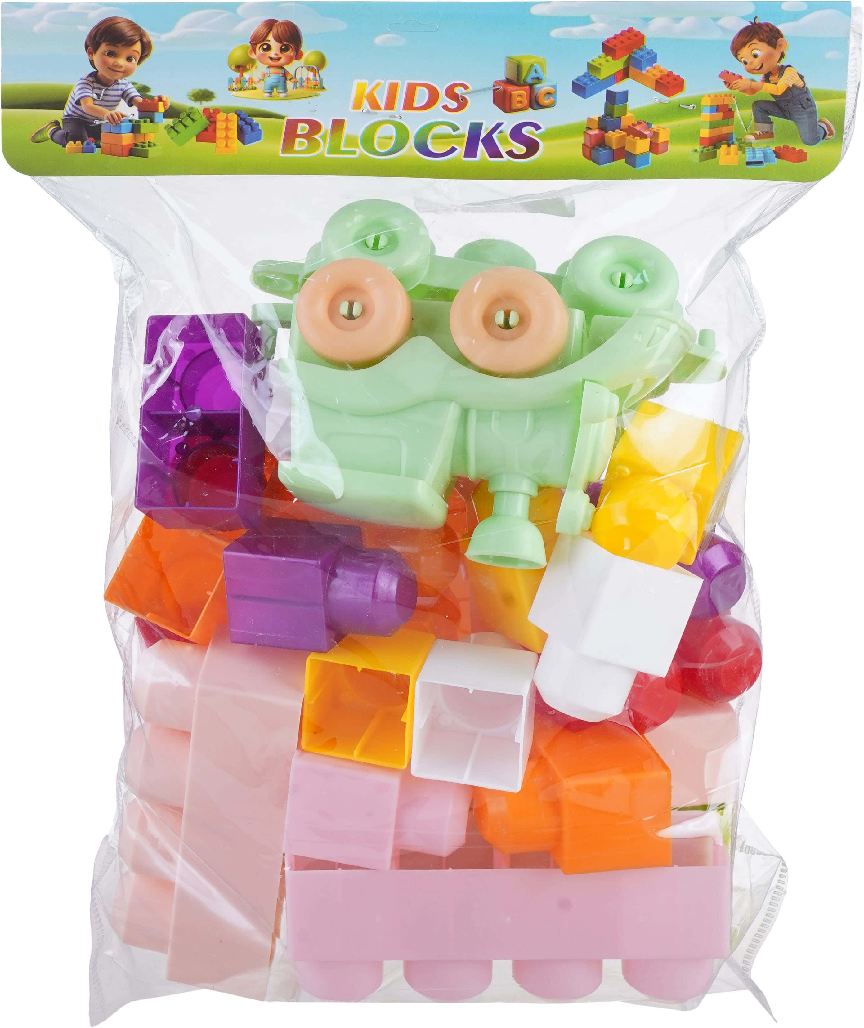 Large plastic building block toy with train for children, approximately 300-350 grm - Multicolor