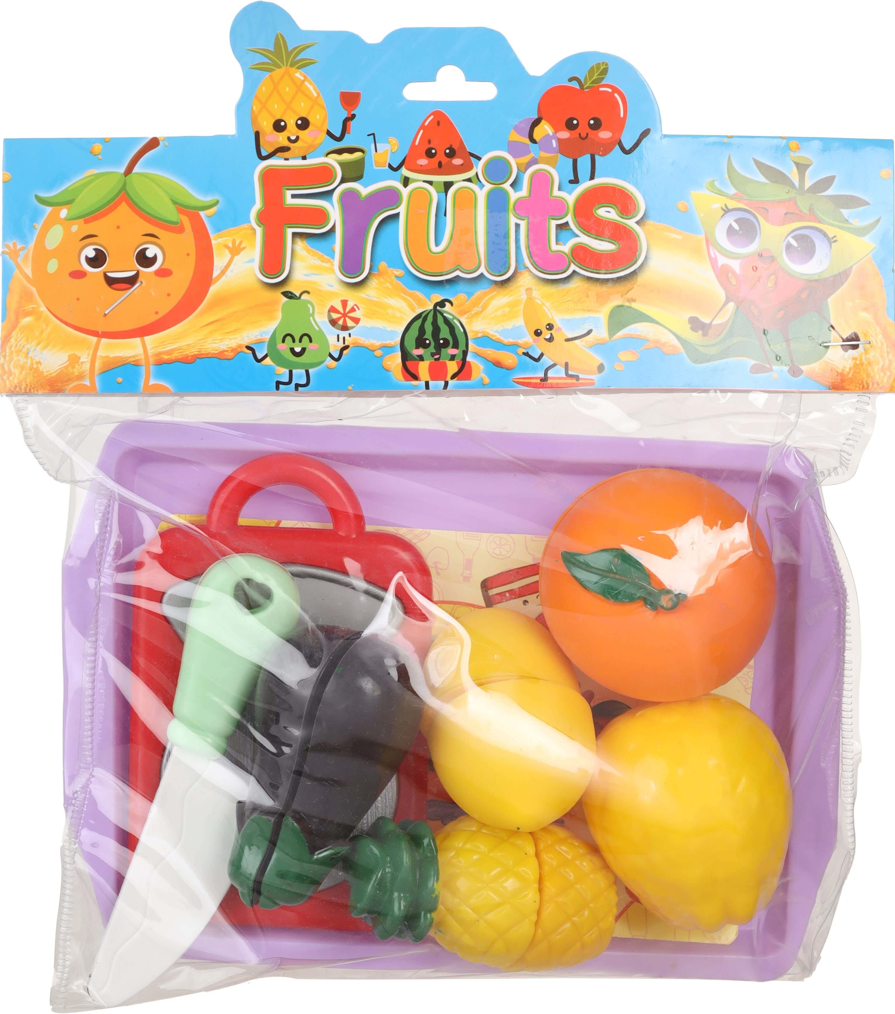 Plastic Fruit and Vegetable Tray Set for Kids, 8 Pieces - Multicolor