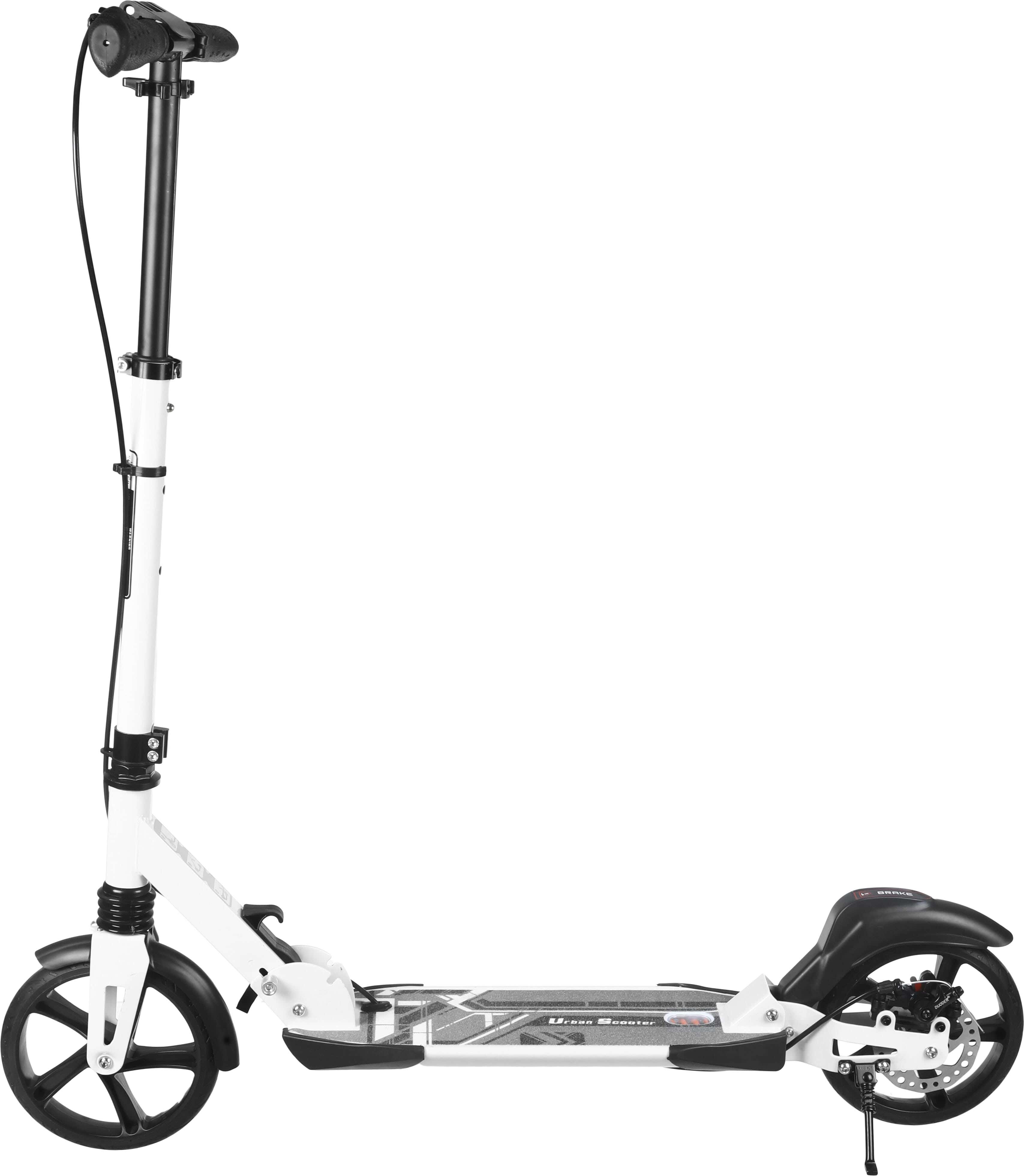 Metal Folding Scooter, 2 Wheels, 100×14×95 cm, Foot Brake, Front Brake, with Kickstand - White