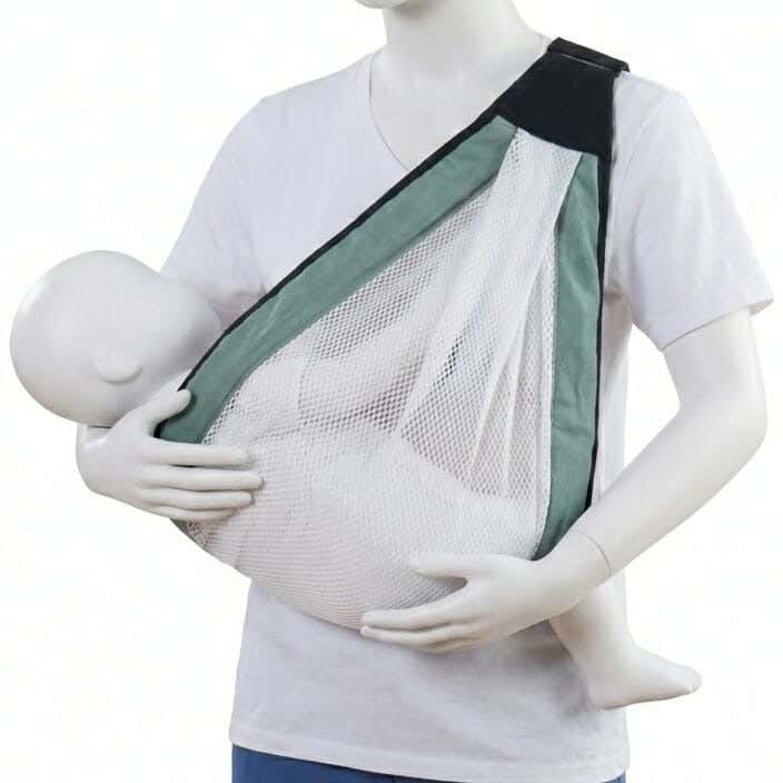 Padded Mesh Fabric Baby Carrier, 65 cm - Black Green