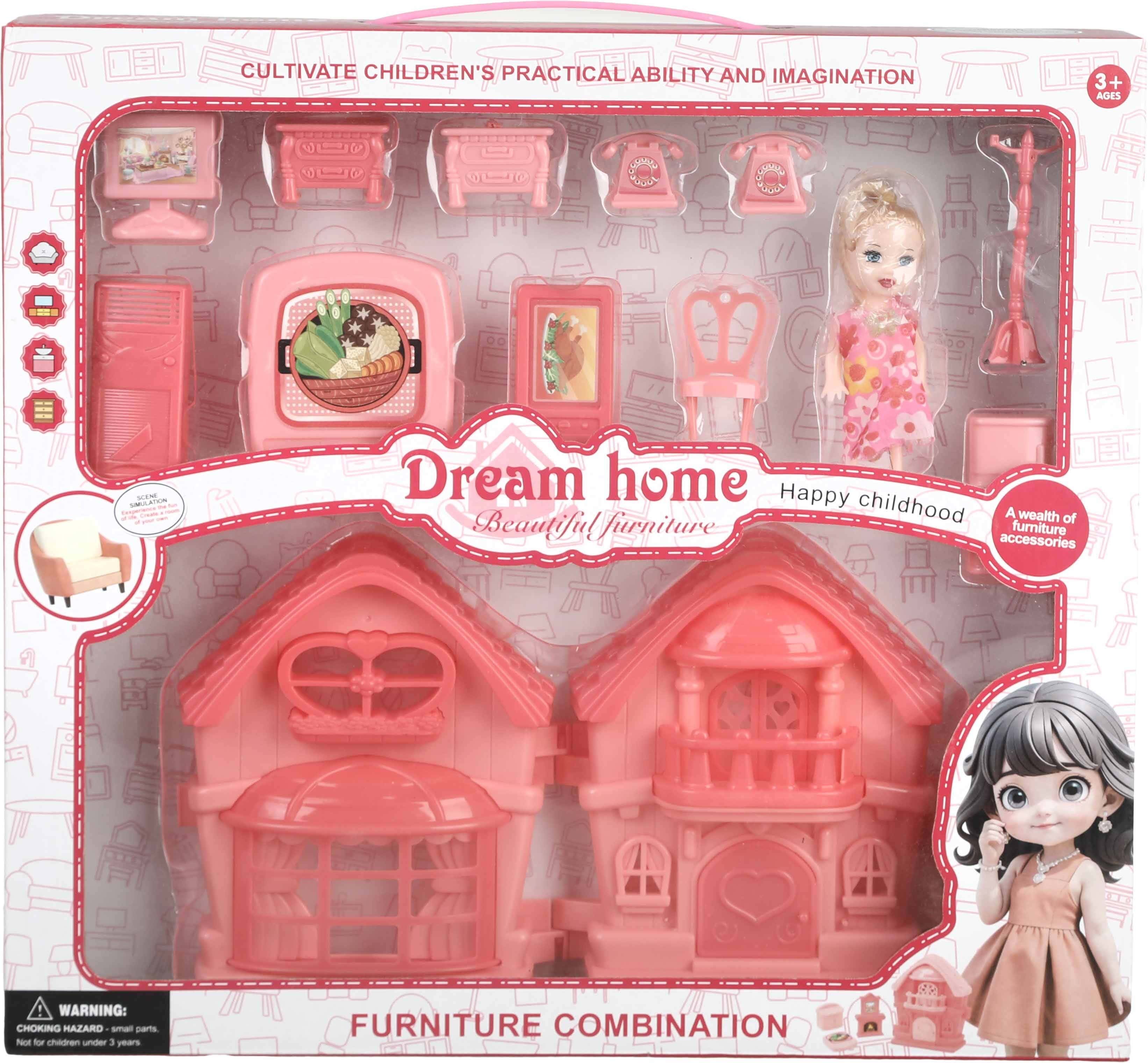 Plastic Home Furniture Toy for Kids, 13 Pieces - Red