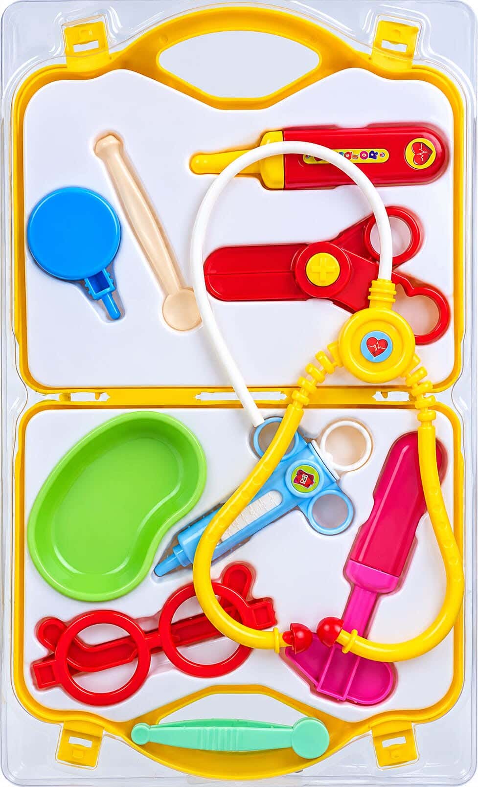 Plastic Doctor's Tool Set for Kids, 9 Pieces, in a Vacuum-Sealed Bag – Multicolor