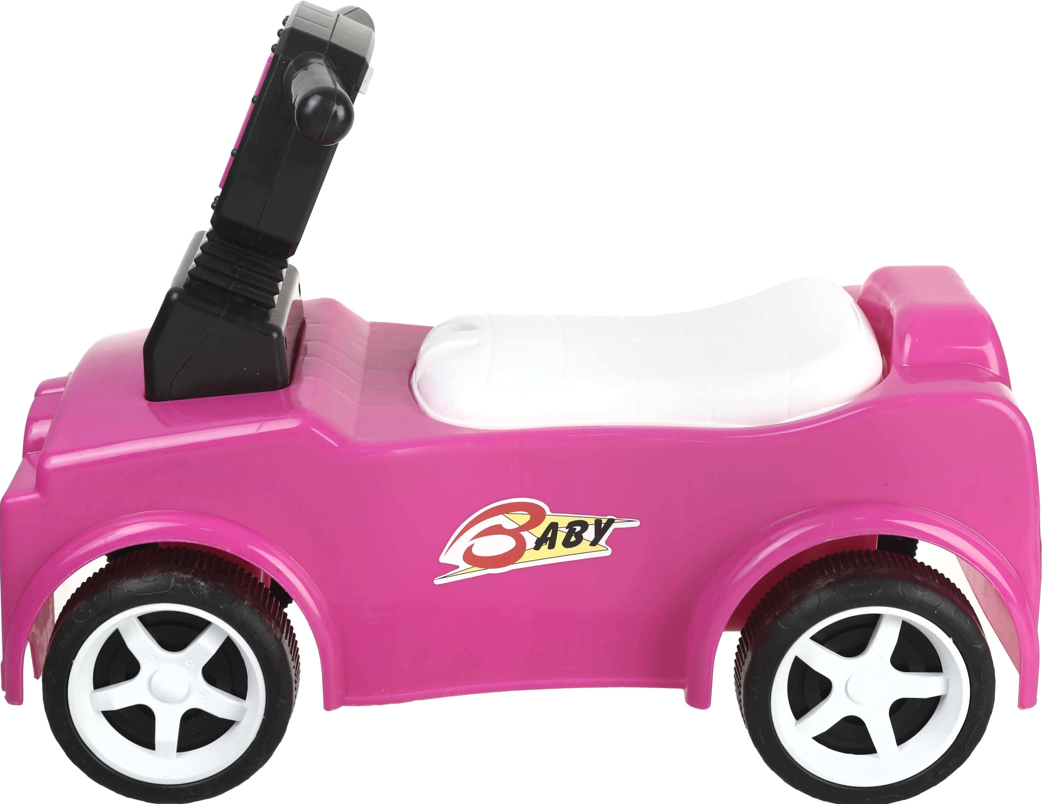 Plastic Car Toy for Kids, with 4 Moving Wheels - Fuchsia White