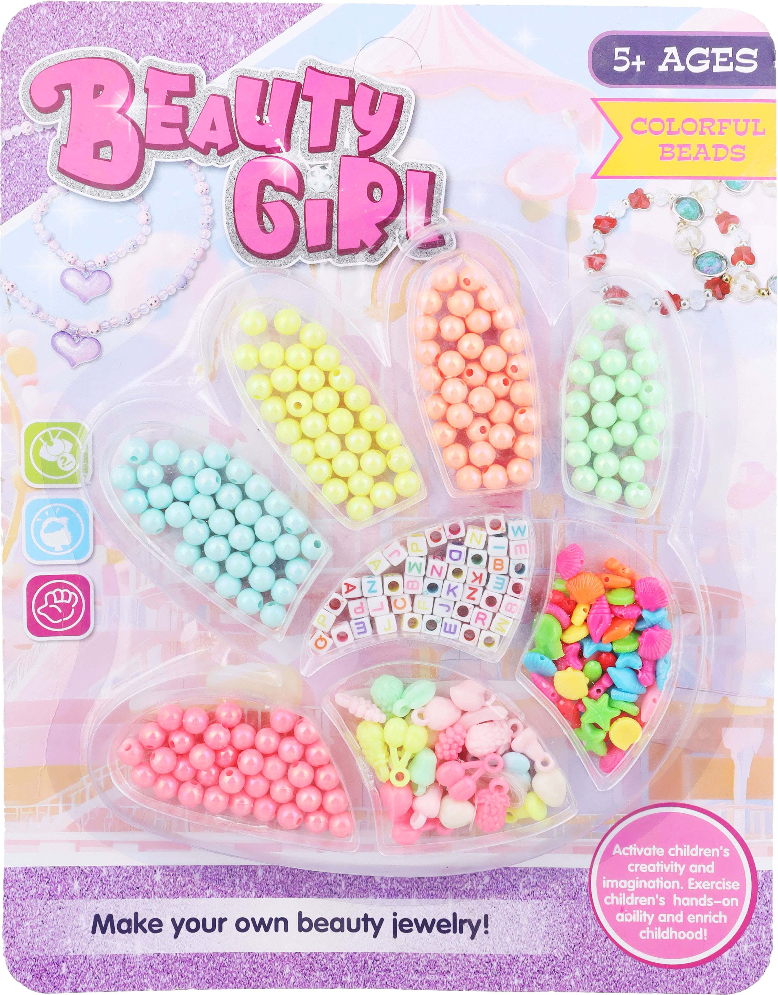 Plastic Beading Kit for Making Bracelets and Necklaces for Girls - Multicolor
