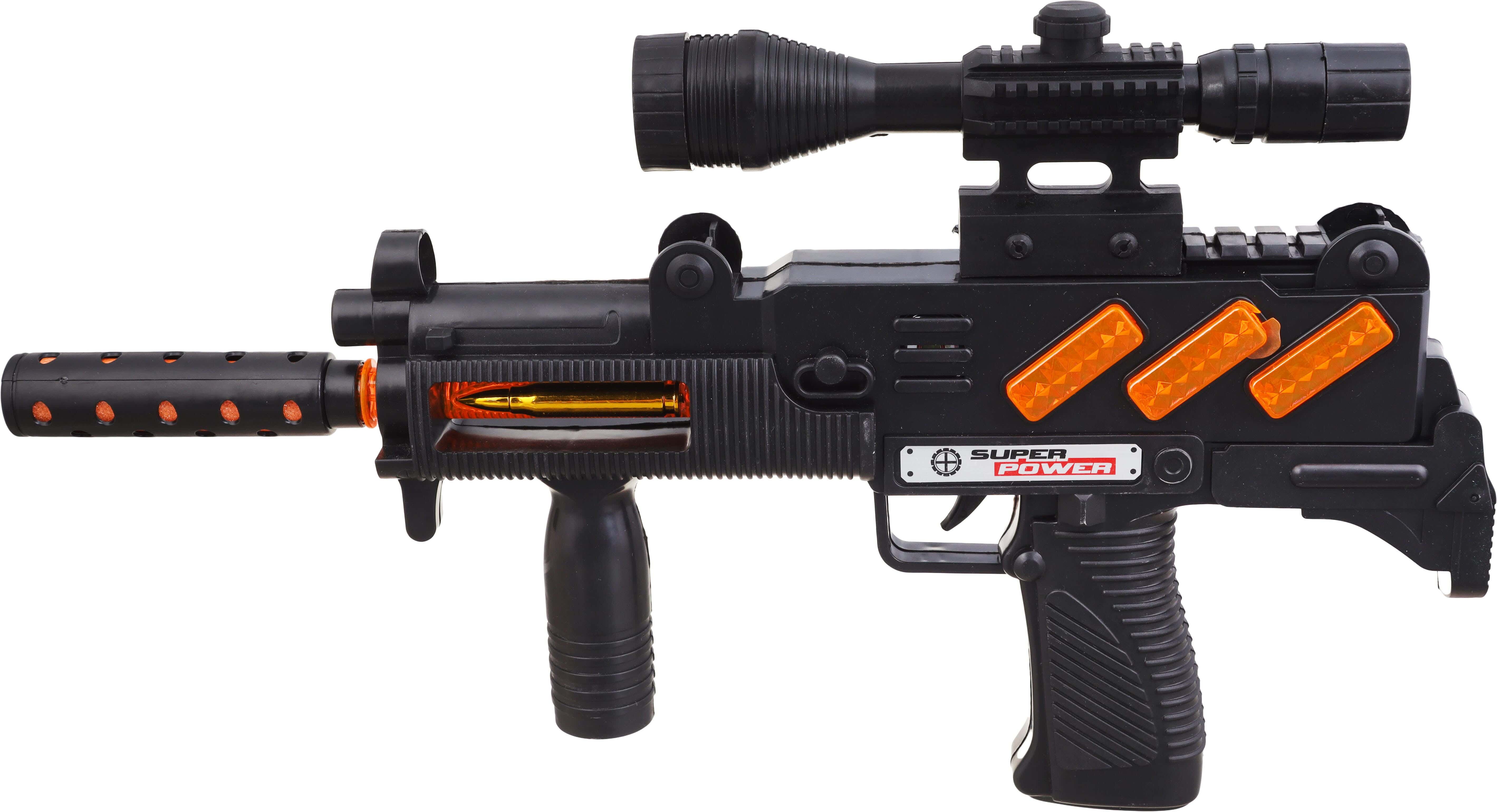 Plastic Toy Gun with Sound and Light, 3 pieces - Black