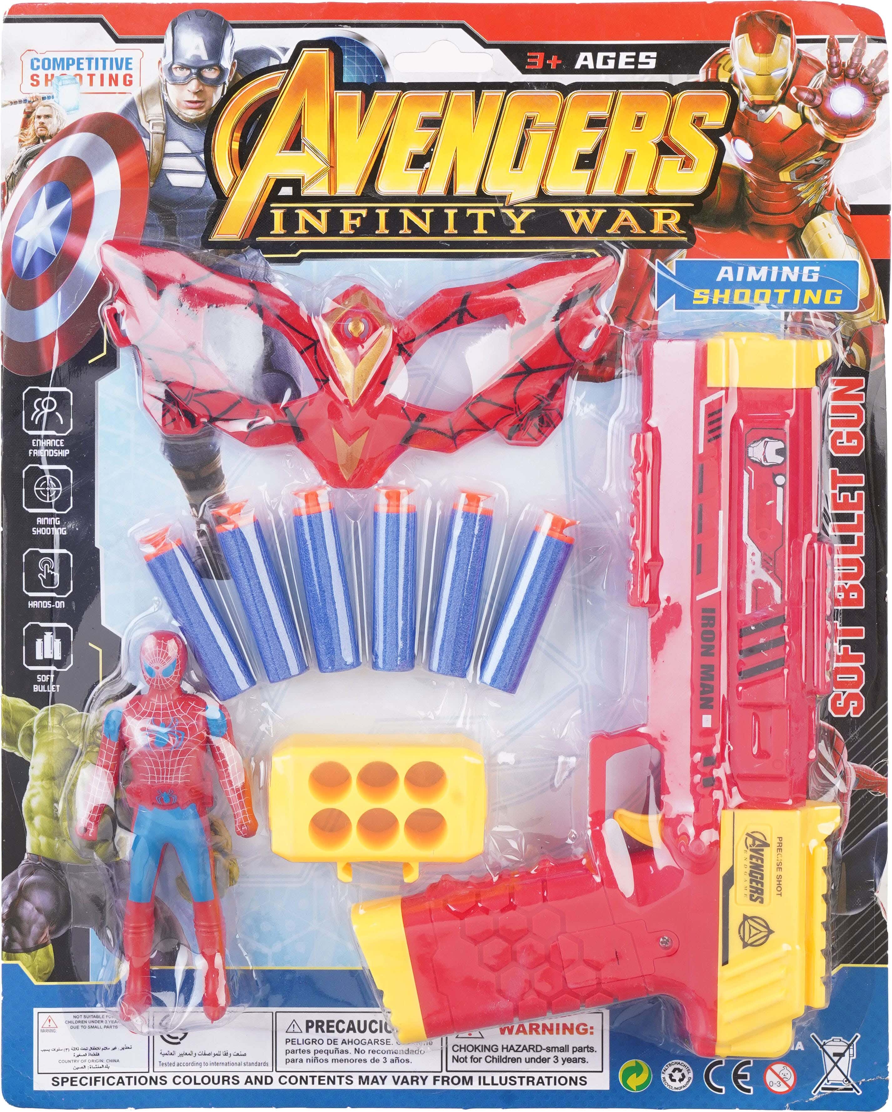 Plastic Avengers Action Shooting Gun toy, 10 Pieces - Multicolor