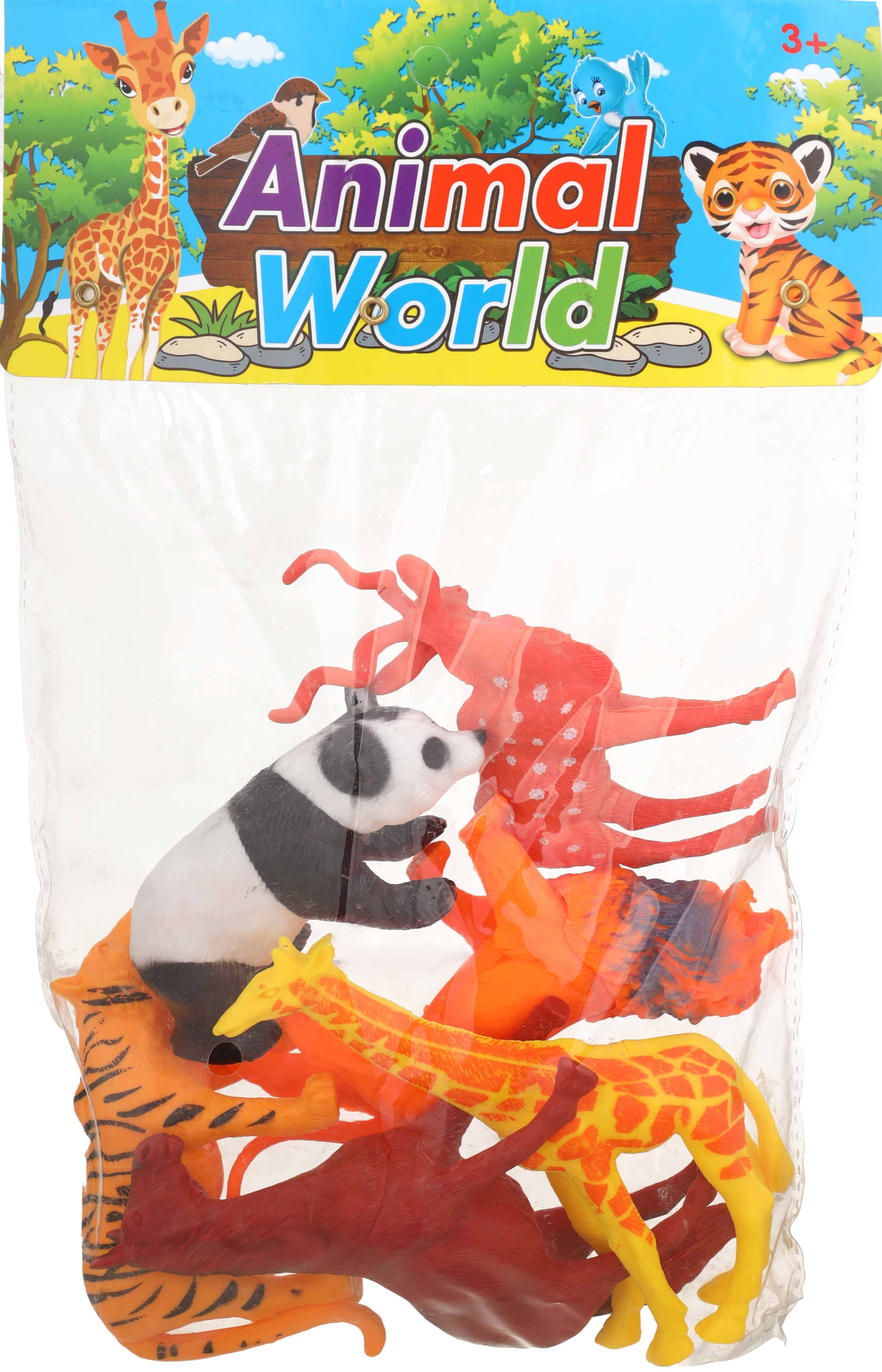 leather Jungle Animals Toy Set for Kids, 6 Pieces - Multicolor