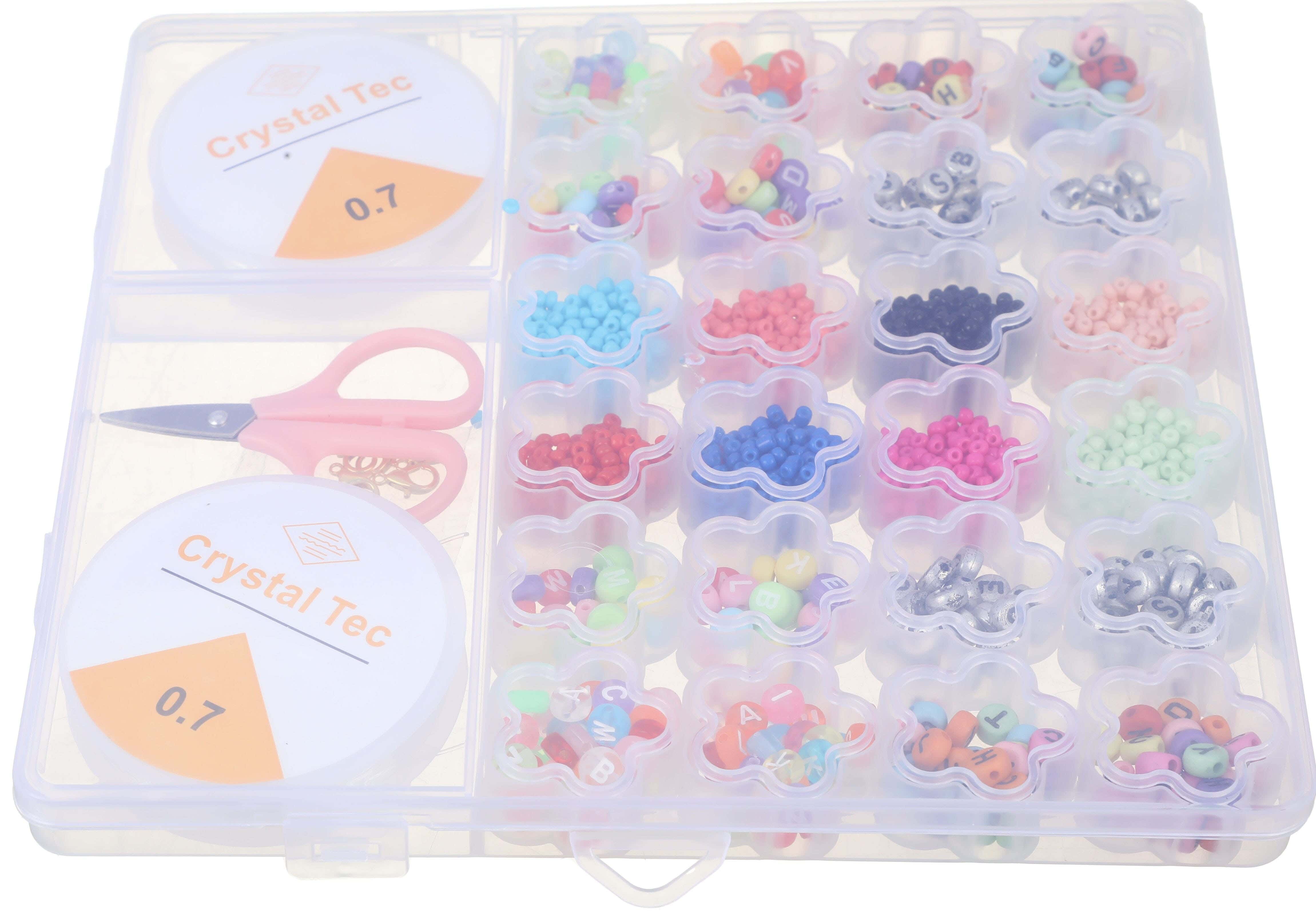 Plastic Beading Kit For Making Bracelets And Necklaces For Girls - Multicolor