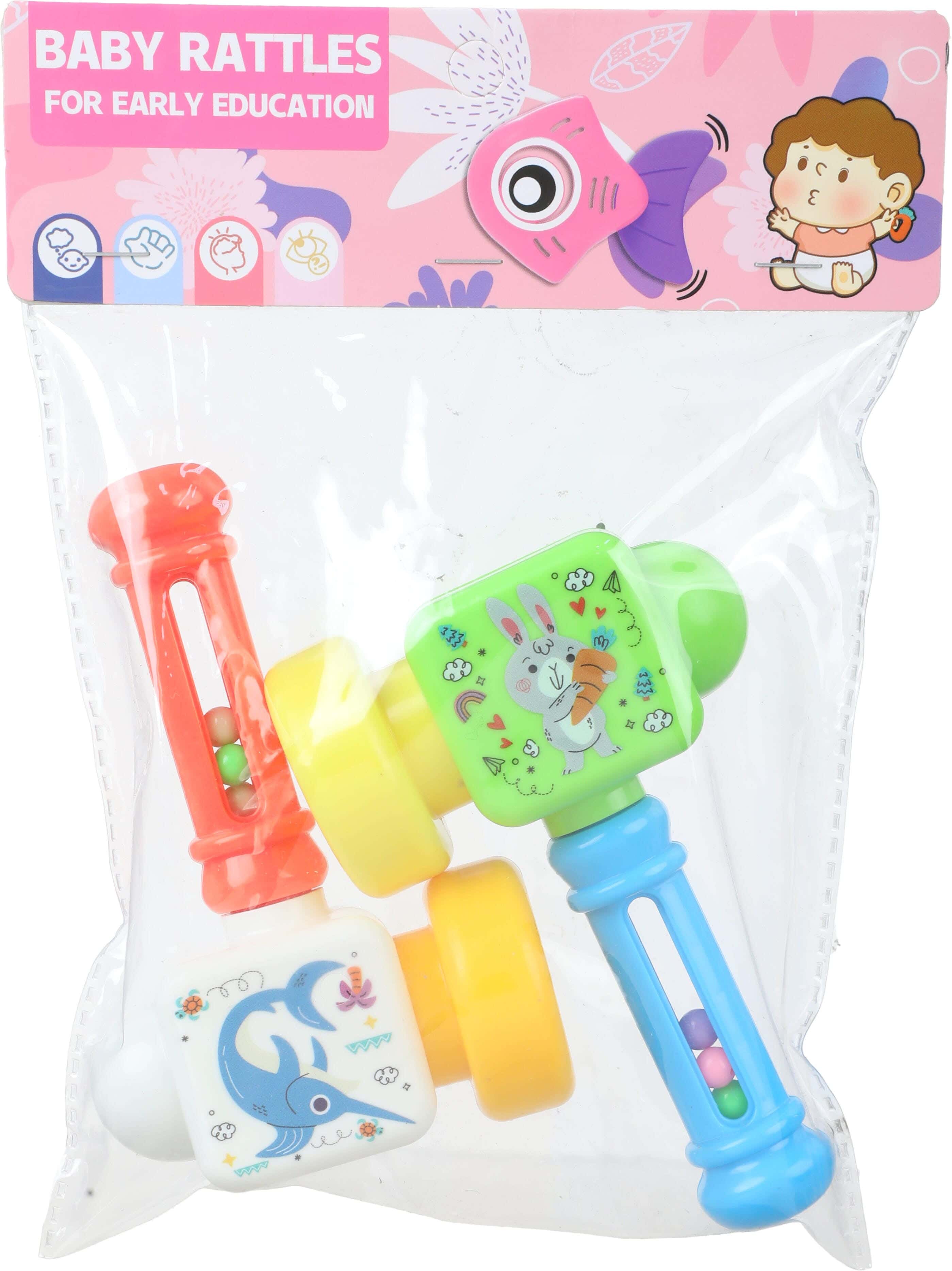 Plastic Baby Rattle Toy, 2 Piece - Multicolor