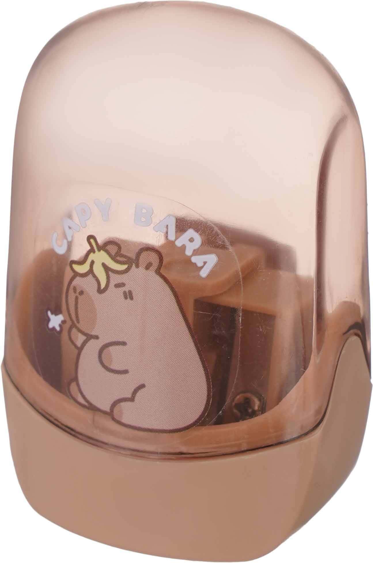 Plastic pencil sharpener, 2 Eyes - Coffee