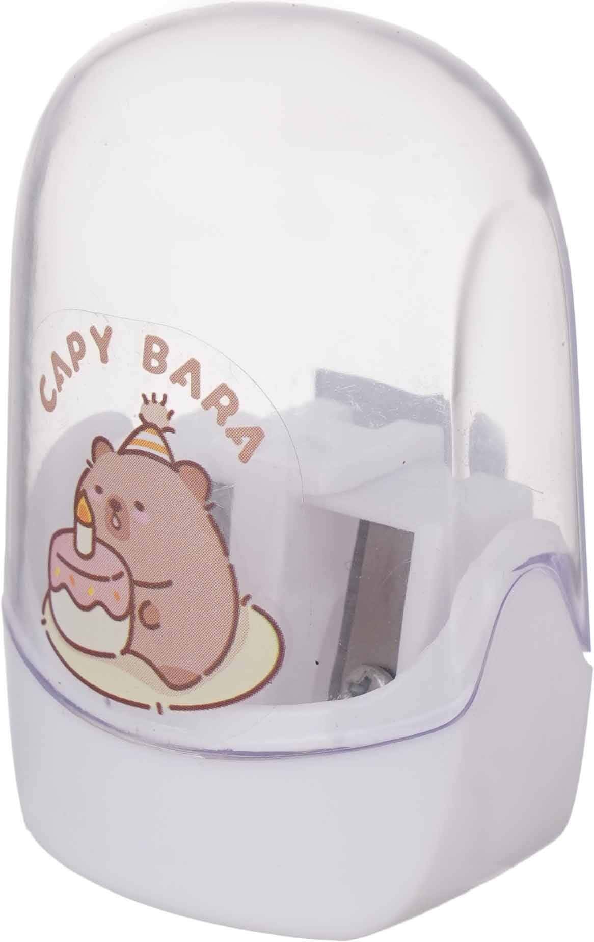 Plastic pencil sharpener, 2 Eyes - White