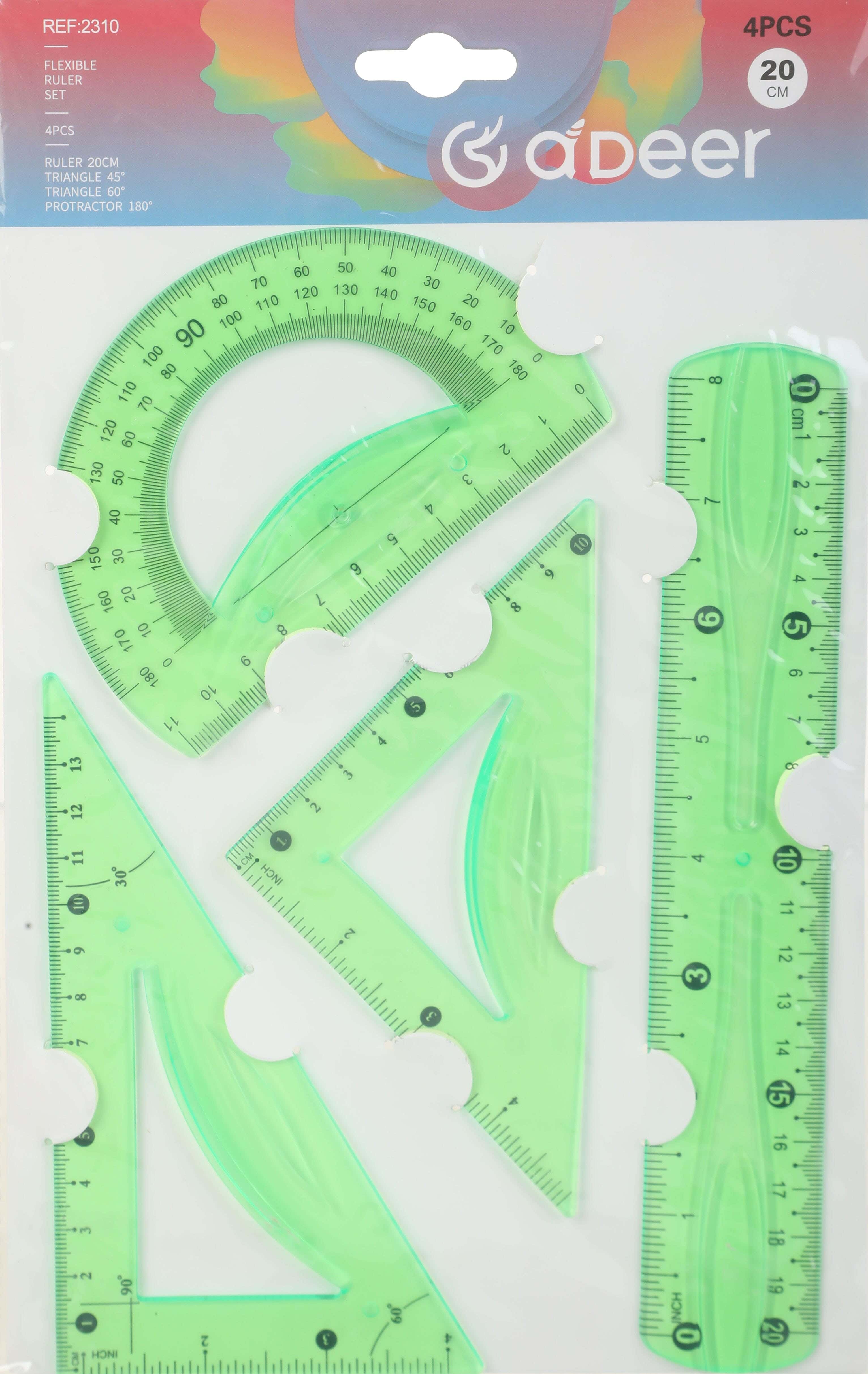 Plastic geometry set, 12 pieces - green