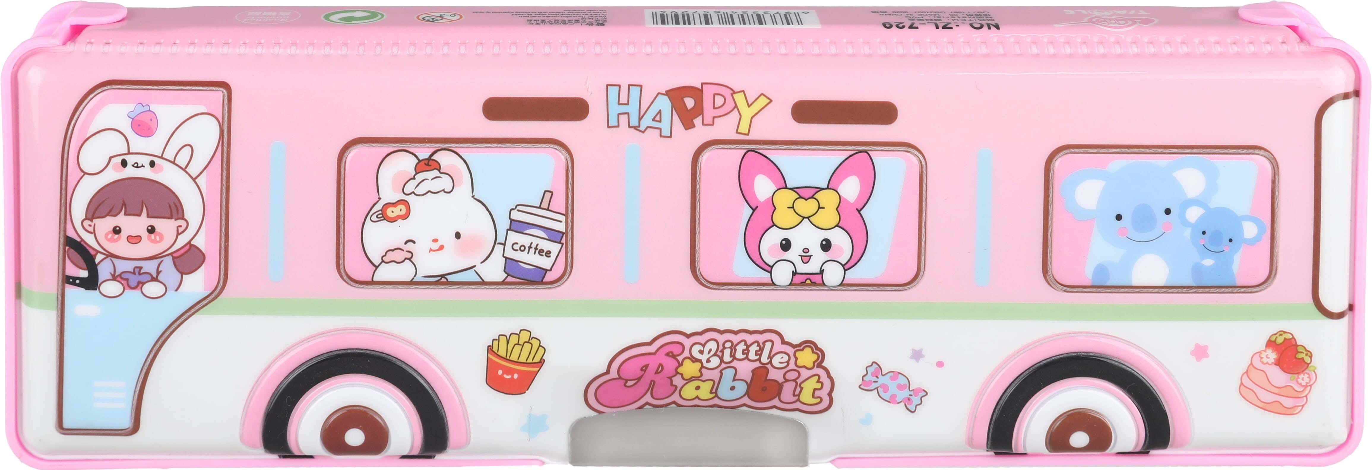 Plastic Pencil Case Double-Side Magnetic, 22×8 cm - Pink