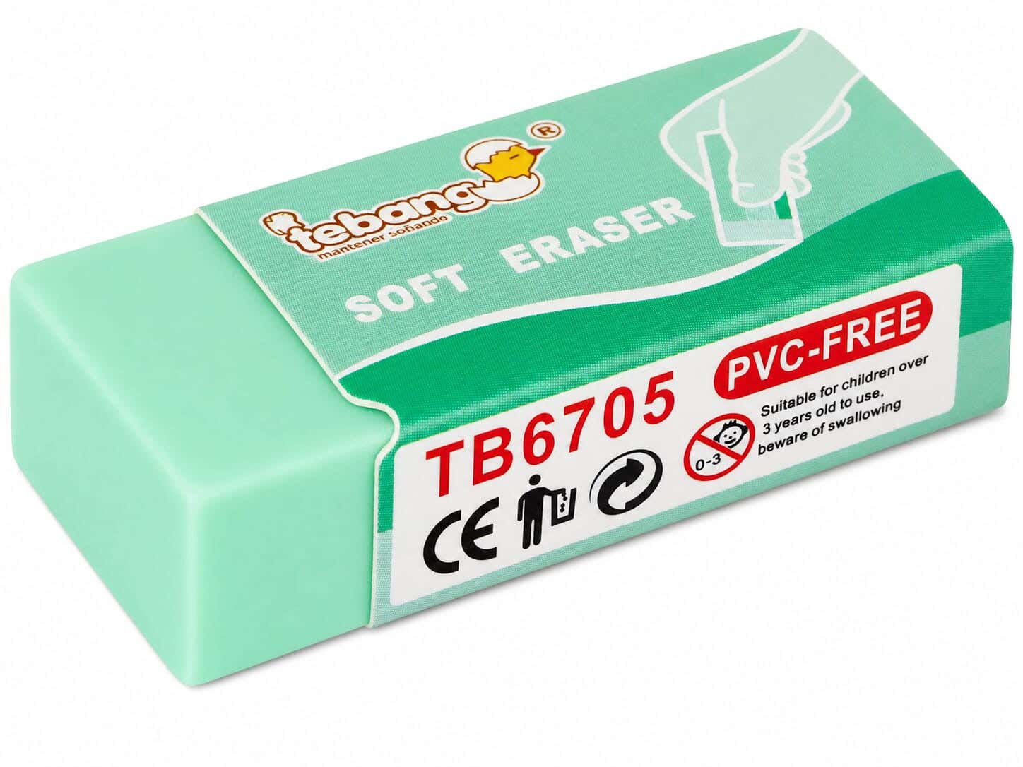 Tebang Plastic Eraser, 4 cm - Light Green