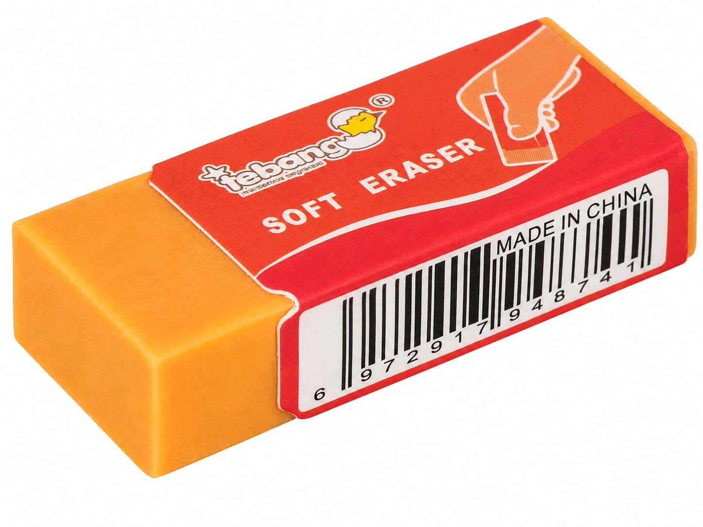 Tebang Plastic Eraser, 4 cm - Orange