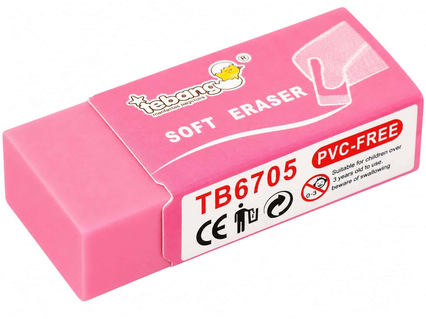 Tebang Plastic Eraser, 4 cm - Pink