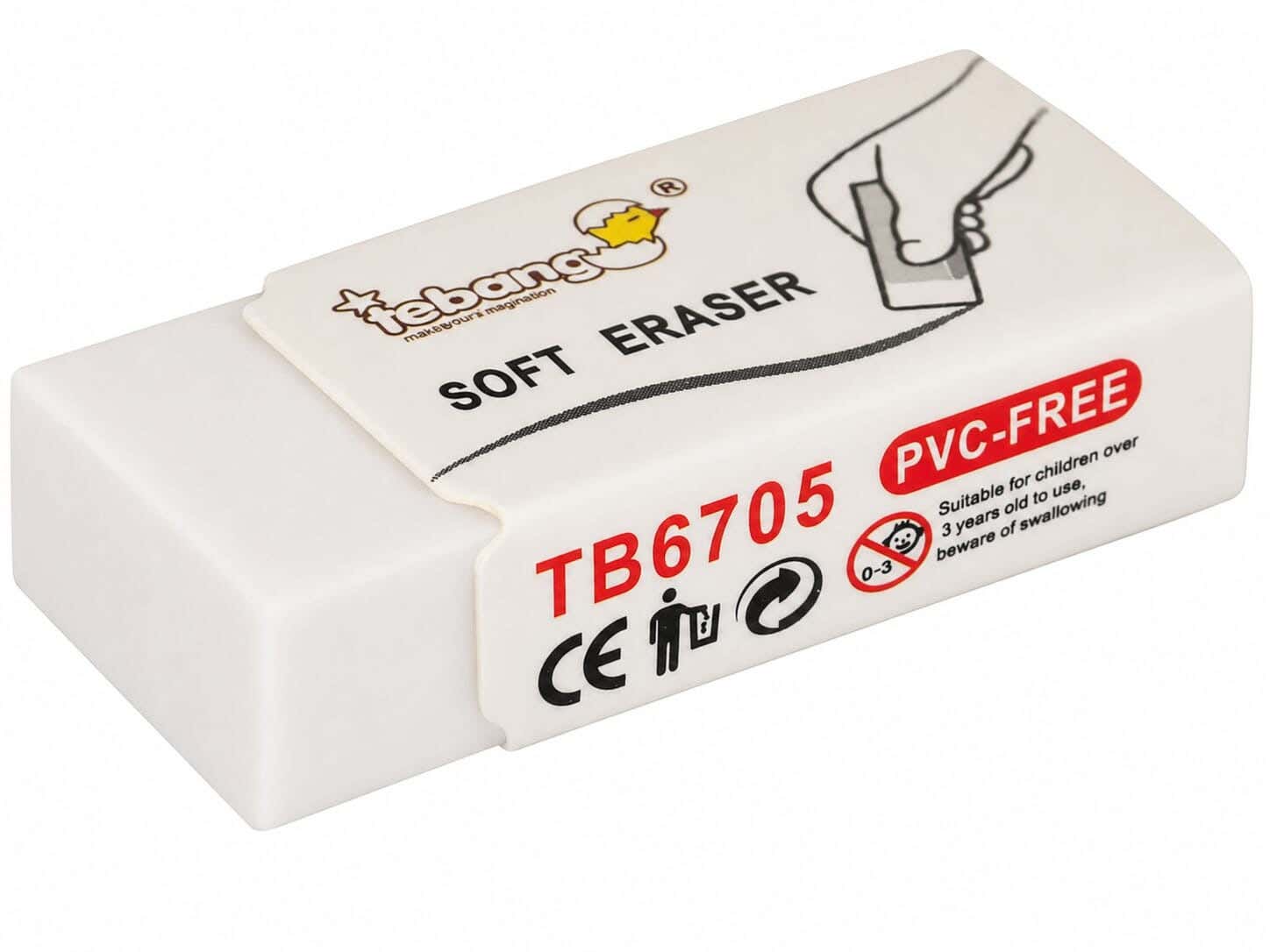 Tebang Plastic Eraser, 4 cm - White